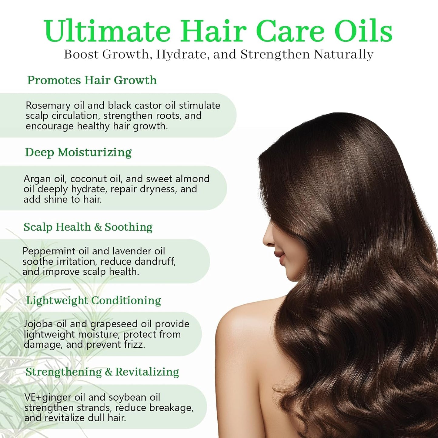 Rosemary Oil for Hair Growth with Castor, Organic Cold Pressed Blend Hair Oil Natural Scalp Care - Soothes Itchy Scalp, Repairs Dry Hair & Nourishes Roots for All Hair Types - 4 Fl Oz