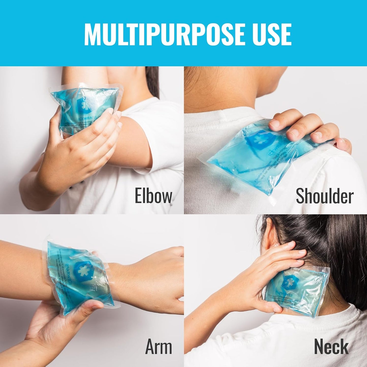 ICEWRAPS Hot & Cold Ice Packs - 3 x 5 in. Soft Gel Ice Packs – Reusable for Injuries Headaches, Joints, Fevers, & More – Made of Pro-Grade, Puncture-Proof Material (6 Packs)