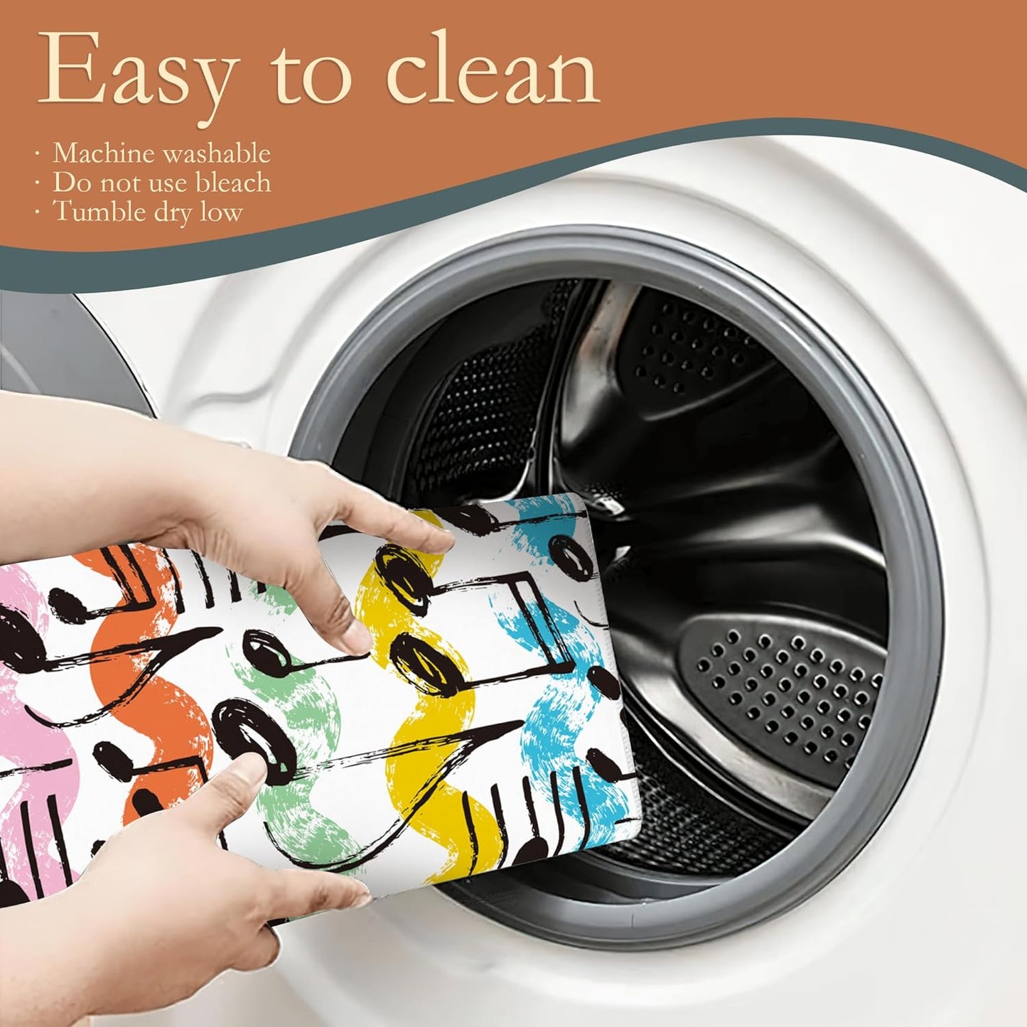 Music Notes Waves Dish Drying Rack Mats Decor, Dish Pad Drying Mat Kitchen Counter 18x24 Inch Absorbent Reversible Microfiber for Coffee Bar Sink Countertop