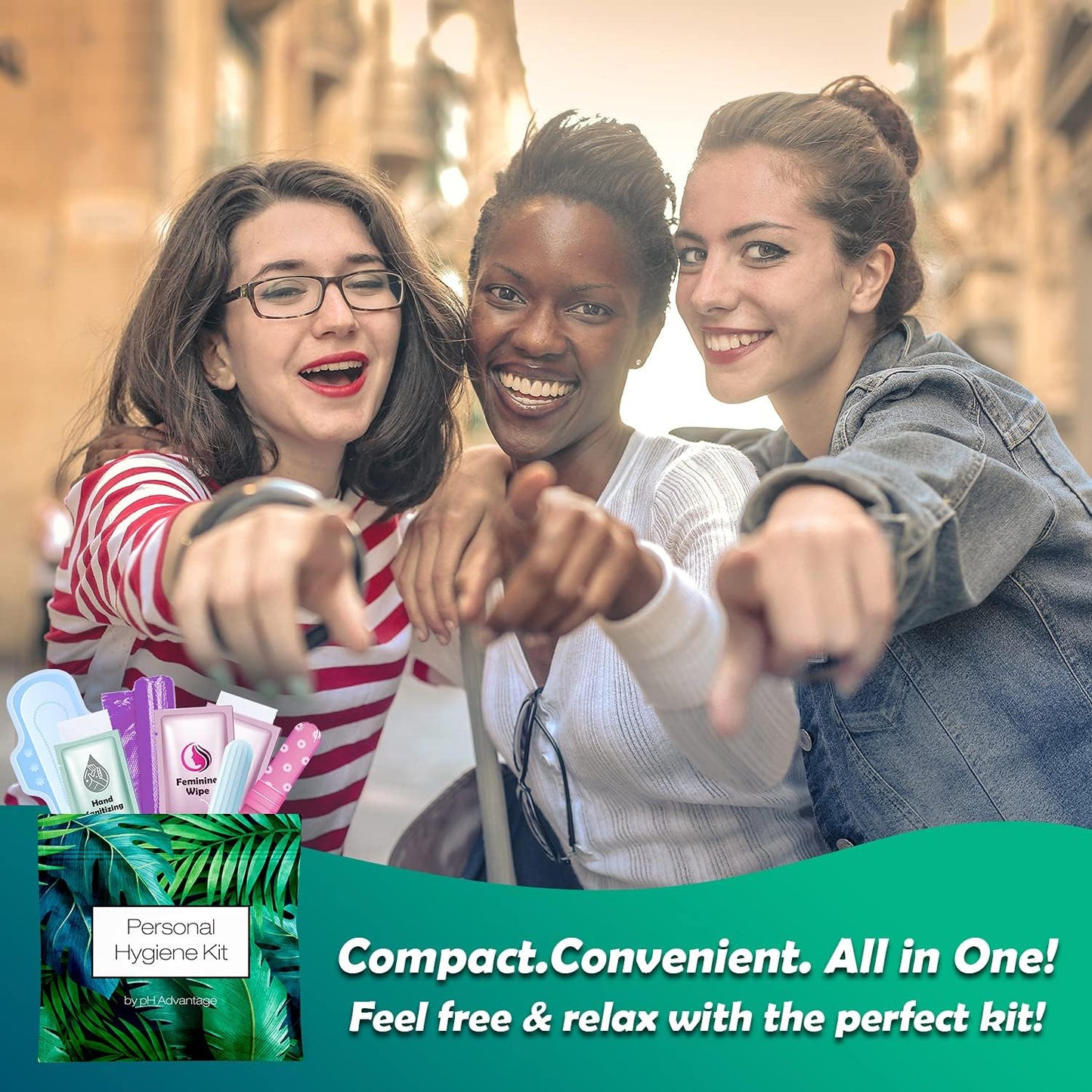 Menstrual Kit All-in-One 10 Pack | Convenience on The Go | Period Kit Pack for Travelling, Tweens & Teenager | Individually Wrapped Feminine Hygiene Product (Green Ferns)