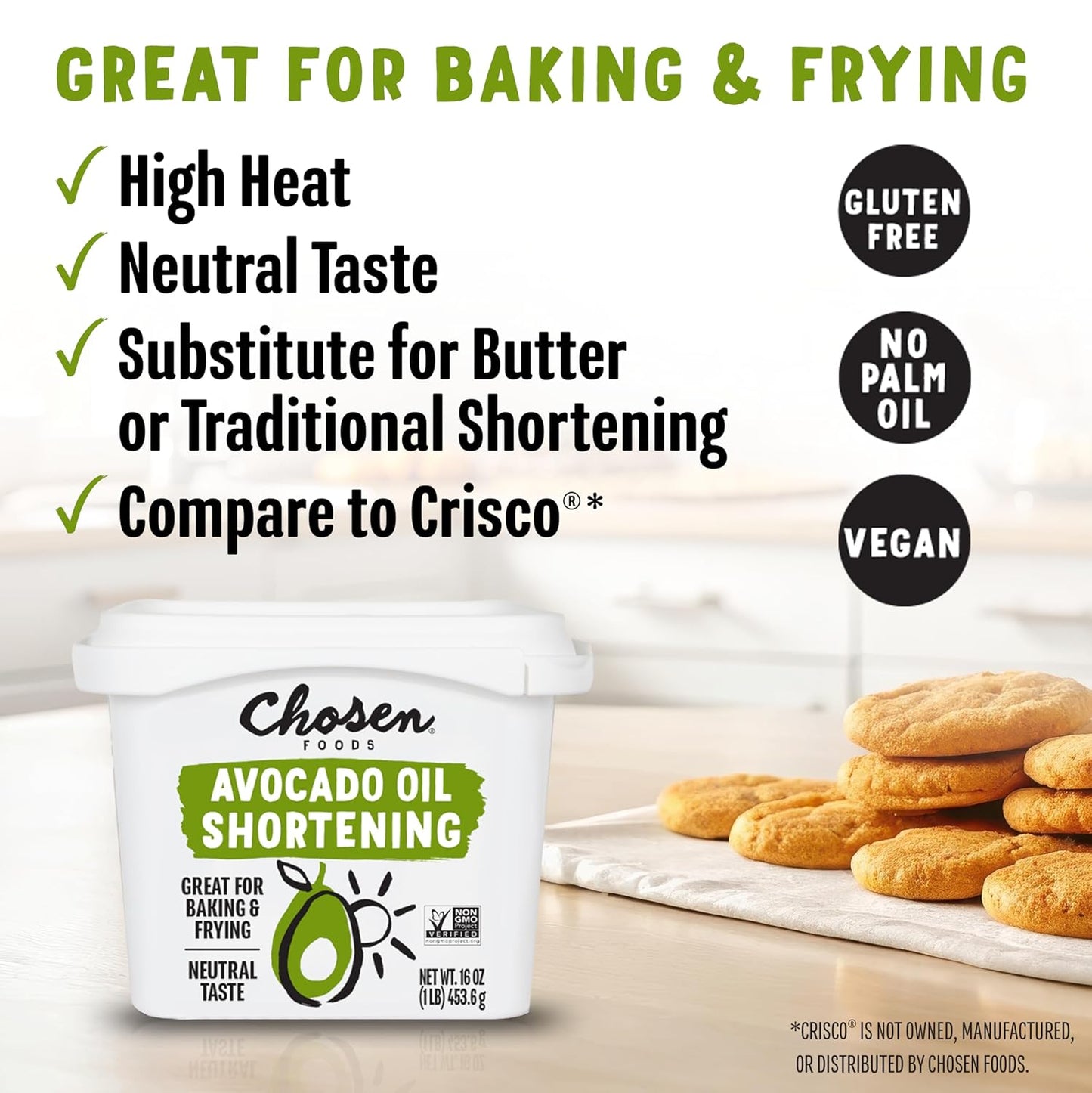 Chosen Foods Avocado Oil Shortening 16oz + Recipe eBook Bundle