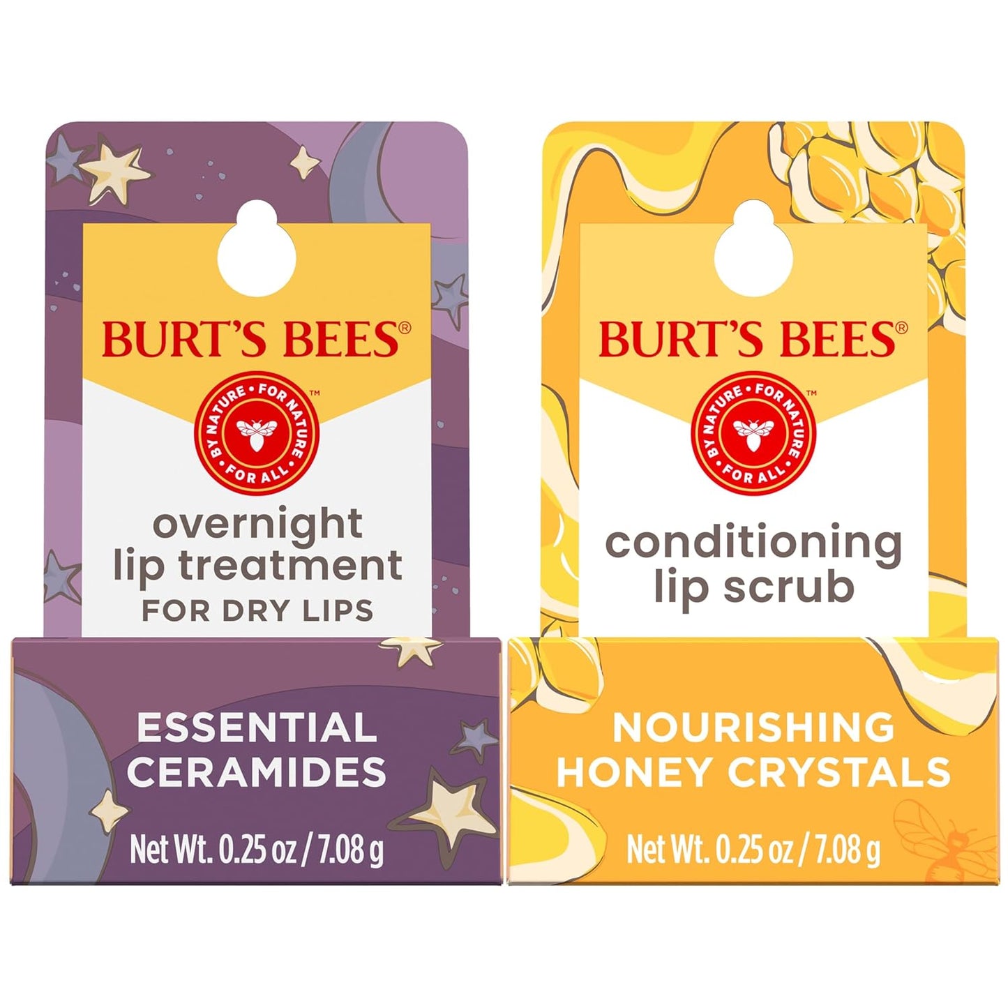Burt’s Bees Conditioning Lip Scrub and Overnight Intensive Lip Treatment, With Ceramides, Exfoliates and Hydrates Lips 8 Hours, Natural Origin, 2 Jars, 0.25 oz