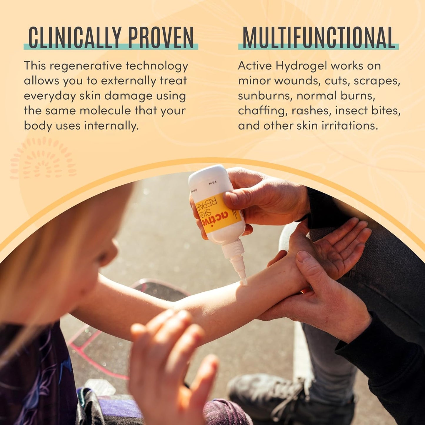 Active Skin Repair First Aid Healing Skin Hydrogel - Natural & Non-Toxic Repairing Ointment with Hypochlorus Acid for Minor Cuts, Wounds, Scrapes, Rashes, Sunburns, & More, 3 oz