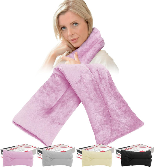 Microwavable Heating Pads for Winter Warmth, Back, Stomach & Head Comfort – Kalore Neck Wrap with Velboa Faux Fur Cover – Even Heat Distribution Hot Compress Bag – Wheat Heat Pad – Unscented – Pink