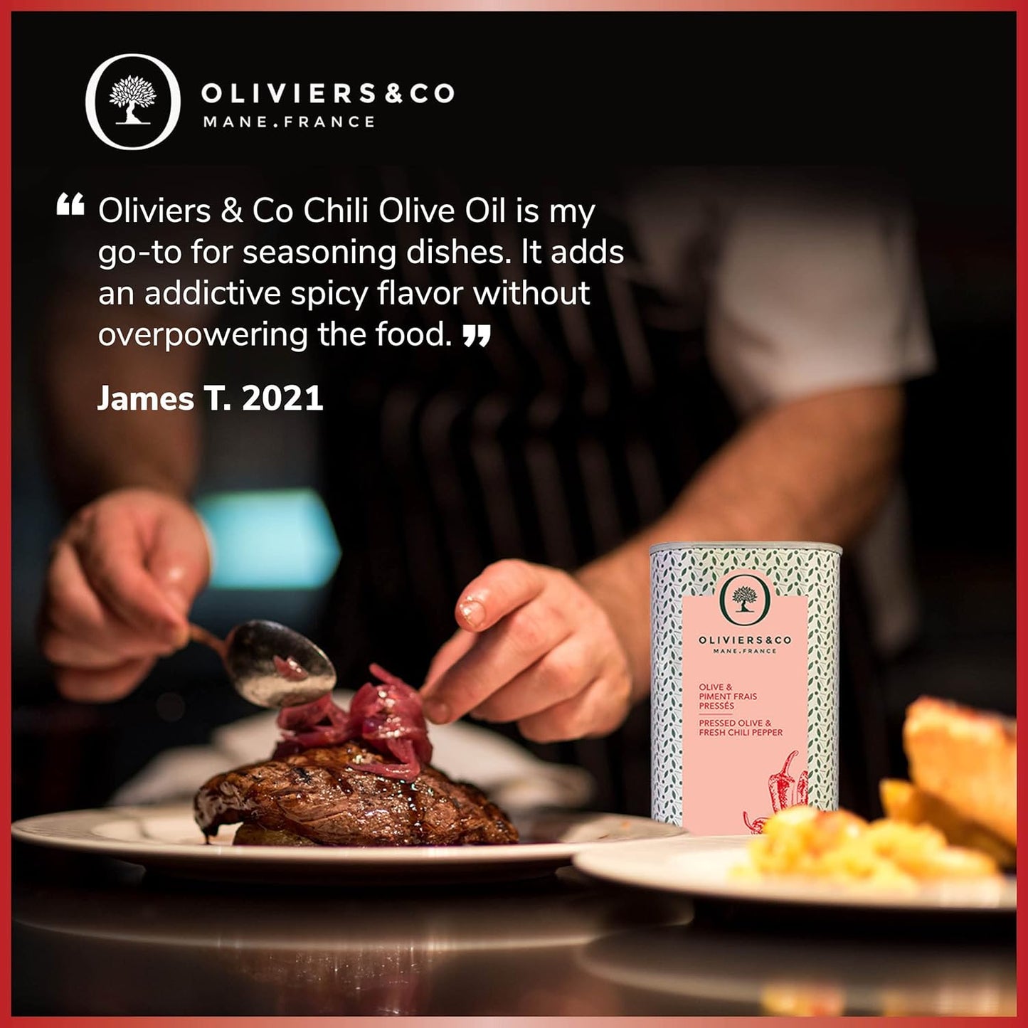 Spicy Chili Pepper Olive Oil by Oliviers & Co. | Italian Extra Virgin Olive Oil for Cooking, Marinades & Dipping | Gourmet Flavored EVOO, Cold Pressed, All-Natural (8.4 Fl Oz)