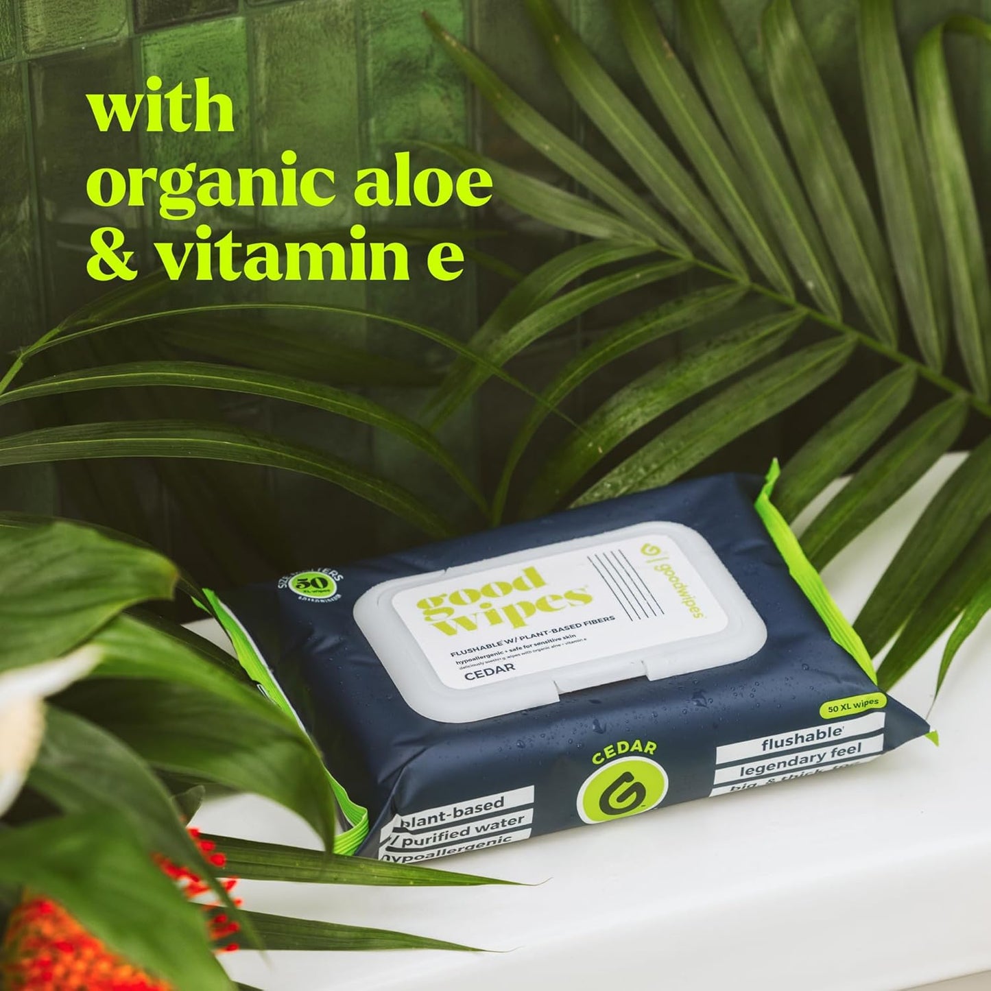 goodwipes Flushable Butt Wipes - Vitamin E & Aloe - Sewer & Septic Safe - Extra Large Adult Wet Wipes For Women & Men - Bathroom Essentials - Cedar, 318 Count (6 Packs + 1 Travel)