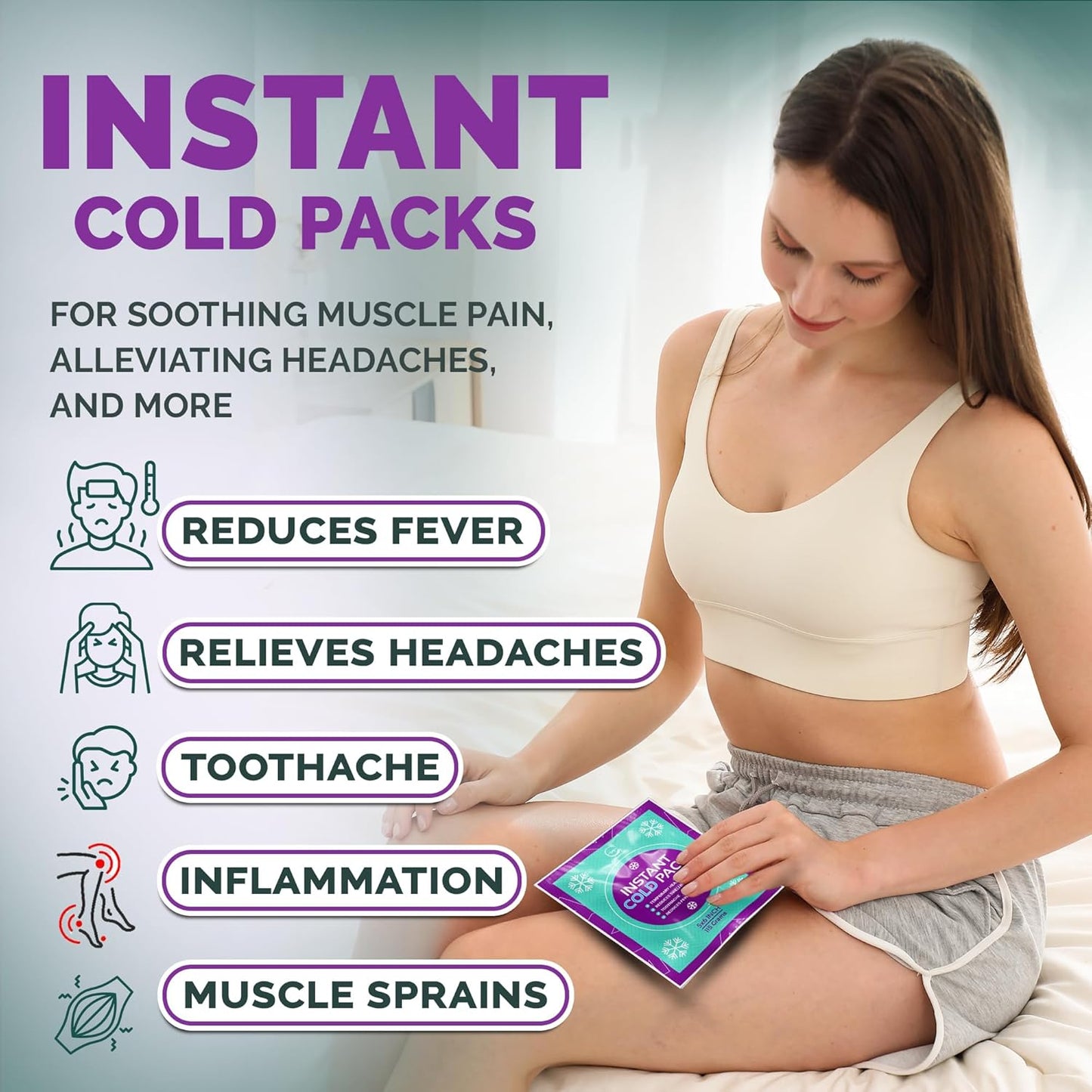 Disposable Instant Ice Cold Pack for Injuries – 25 Pack | Cold Compress Ice Pack for Pain Relief, First Aid & Outdoor