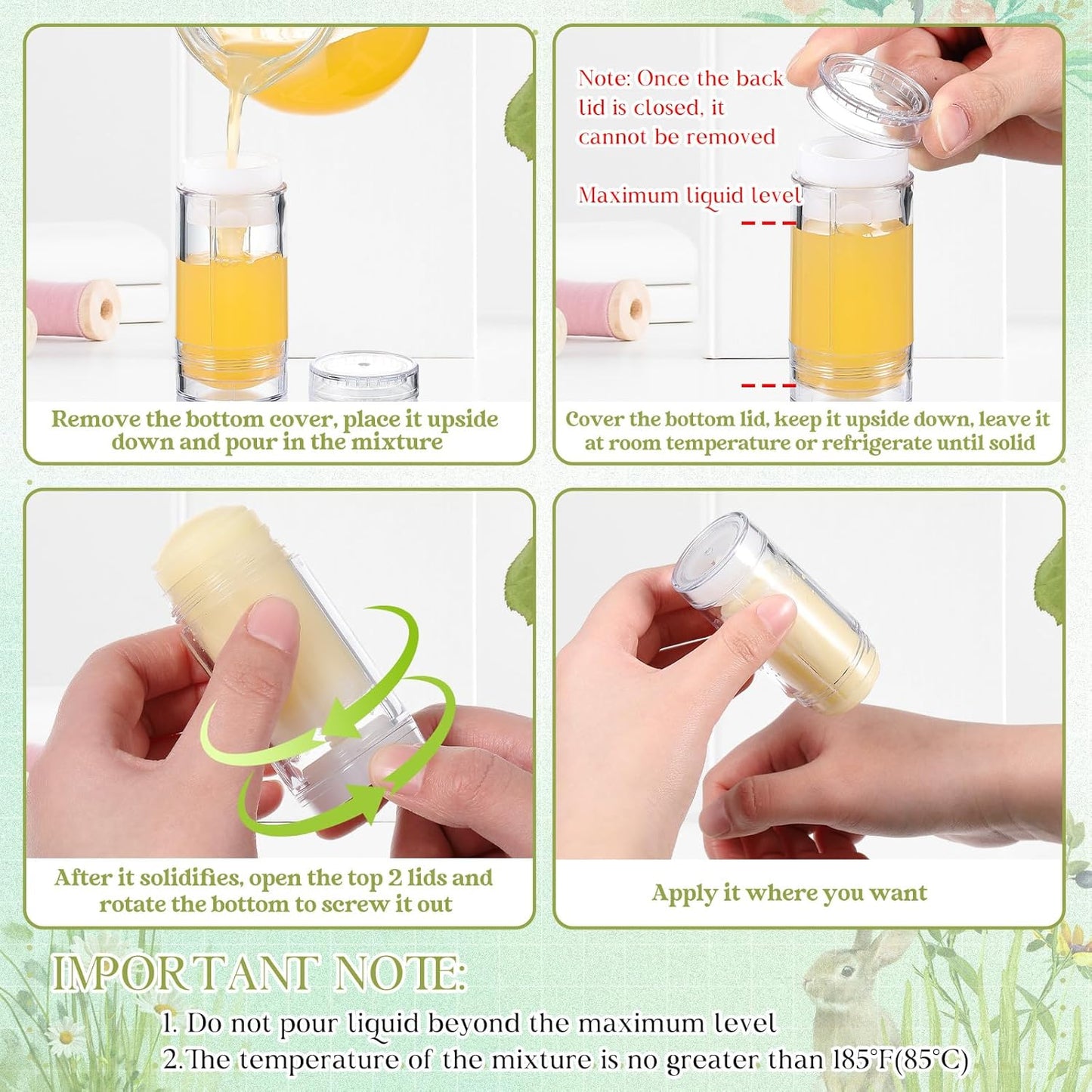 30 Pcs Empty Deodorant Containers Twist up Filling Stick Plastic Deodorant Container Refillable Bottles Bottomfill Round Lip Balm Tubes for Homemade DIY Lipstick Crayon(30 ml,White)