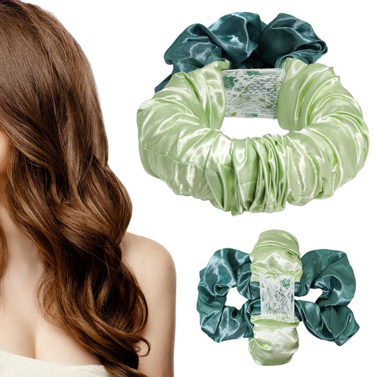 Heatless Hair Curler, Hair Curlers Overnight to Sleep In, Heatless Curling Scrunchie for Women Soft Silk Lazy Rollers Headband for Long Hair Overnight (Green, 1PCS)