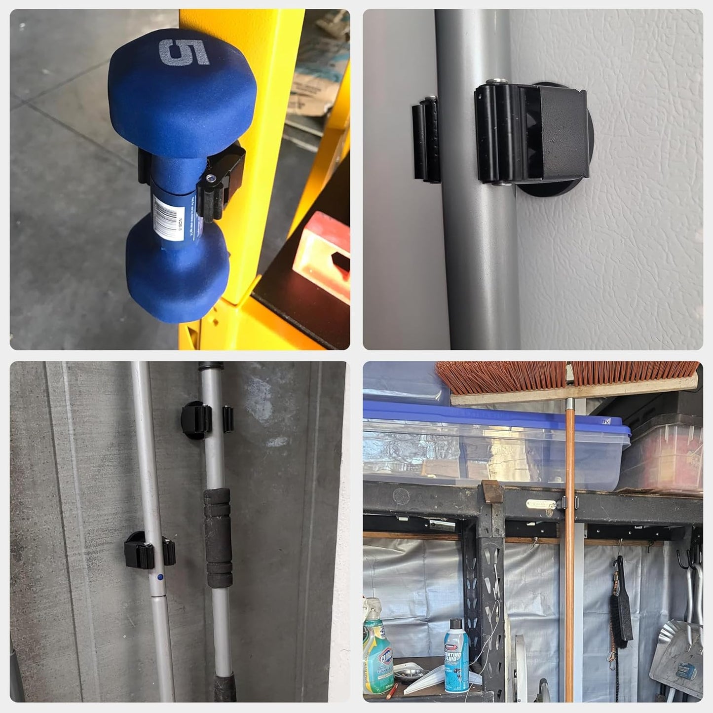 MUTUACTOR Magnetic Broom Holders,8PCS Anti-Slip Magnetic Mount Storage Broom Holder with Rubber Grippers, 12lbs Heavy Duty Magnetic Tool Holder for Work Garage Laundry Kitchen RV Van Accessories