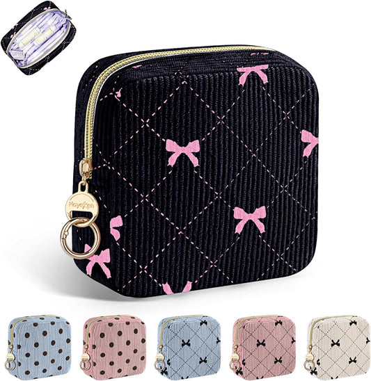 Period Bag for Teen Girls, Corduroy Cute Sanitary Napkin Storage Bag, Menstrual Pad Bag Tampon Holder for Purse