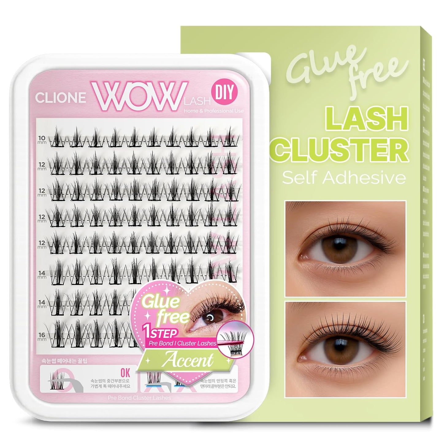 Korean Self Adhesive Lash Clusters Manga Look No Glue Press On Pre Bond Lash Clusters Fluffy Self Adhesive False Eyelashes No Glue Needed Reusable Wispy Eyelash Extensions
