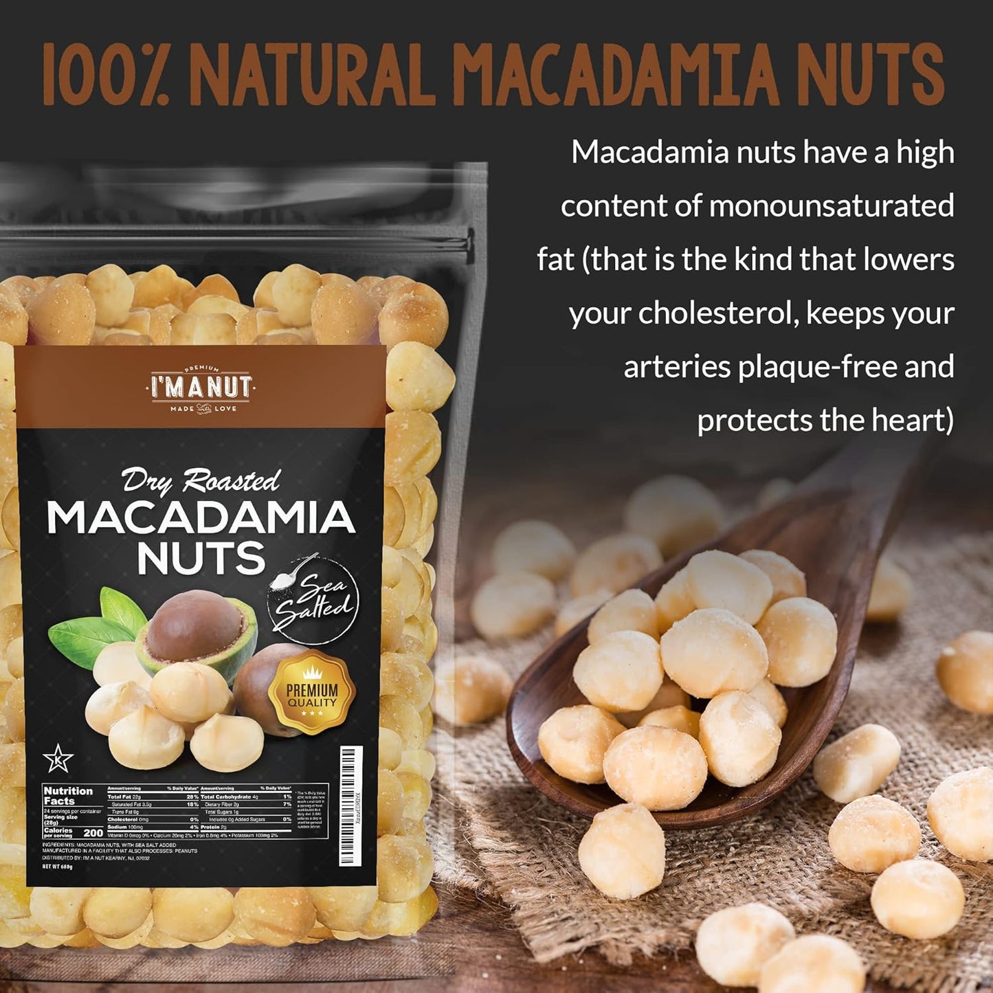 Oven Roasted Macadamia Nuts with Sea Salt- 48 oz (3 lb) Batch Tested Peanut & Gluten Free | No Oil | No PPO | Fancy Whole | Made from Natural Macadamia Nuts