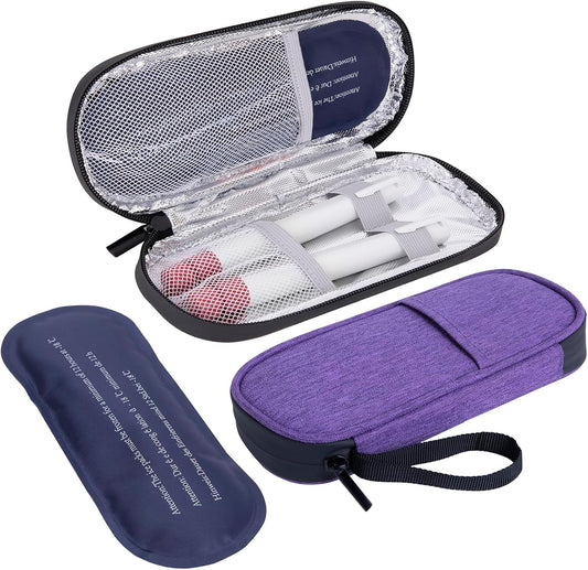 Insulin Cooler Travel Case with 2 x 90g TSA Approved Ice Packs – Insulated Diabetic Medication Bag for Insulin Pens & Supplies – Compact & Waterproof for Daily Use & Travel