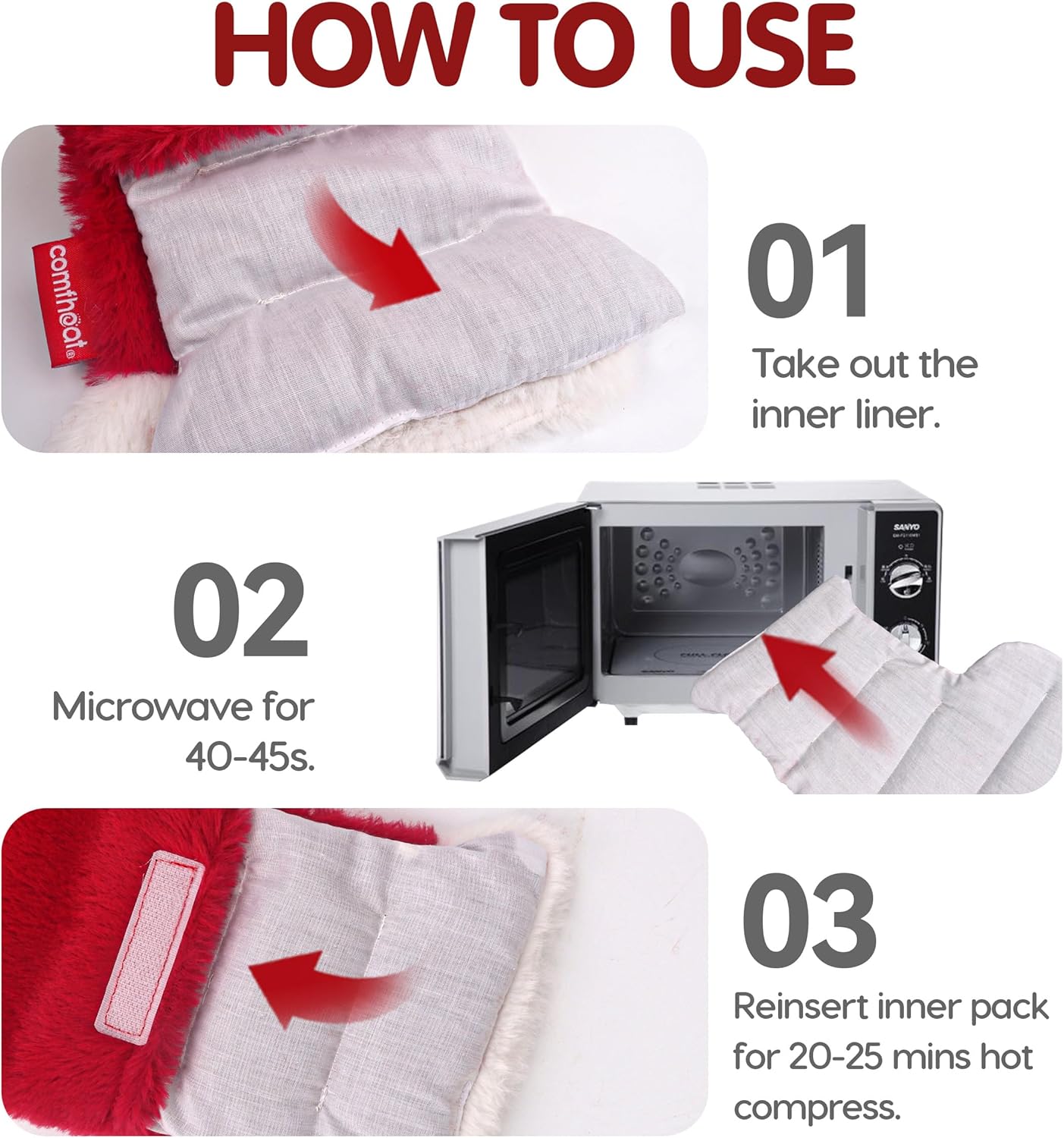 Heating pad Microwavable for Cramps Pain Relief, Microwave Moist Heat Pad Warm Compress Flaxseed Bag with Washable Cover, Funny Plush Hot Pack for Muscles, Unscented