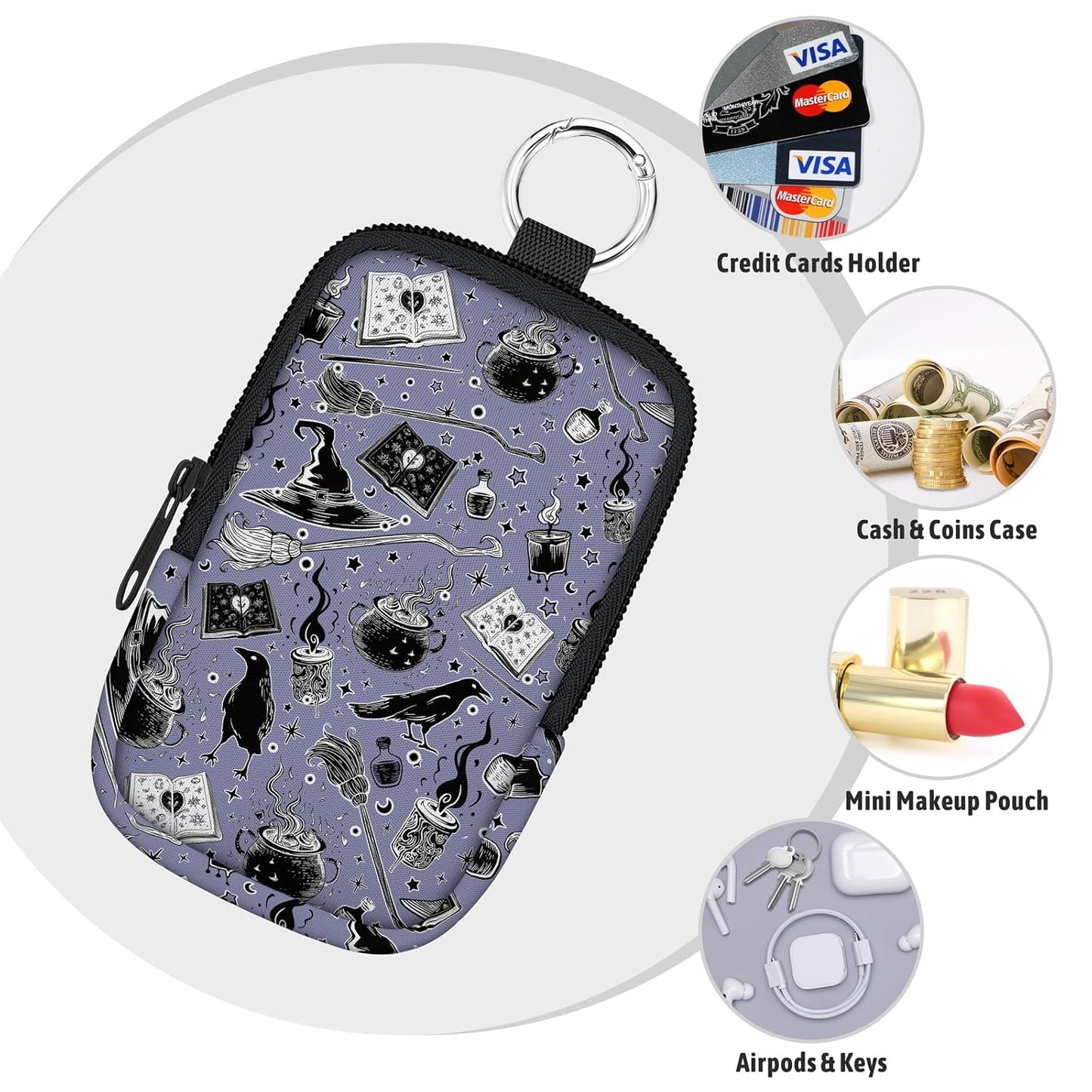 Magic Goth Hand Sanitizer Spray Case, Hand Sanitizer Holder Zippered Pouch, Cute Fashion Accessory with Snap Hook for Glow Mist and Power Mist 1FL OZ