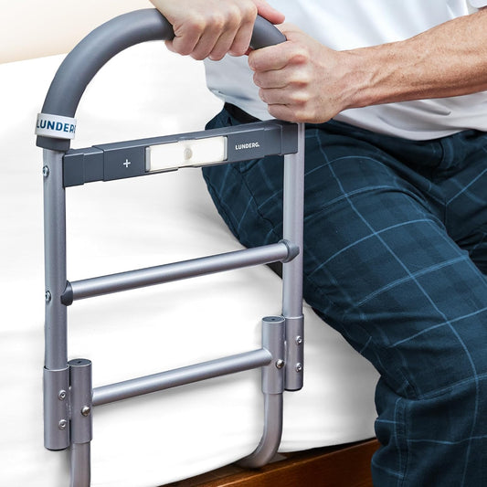 Lunderg Bed Assist Rail for Seniors with Motion-Activated Light & Non-Slip Grab Bar - Easy to Install Bed Rails for Elderly Adults Safety & Post-Surgery - Helps Reduce Falls & Support Independence