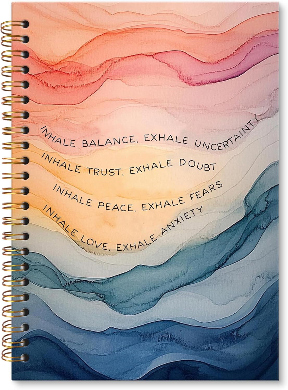 Inhale Exhale Mental Health Notebook Journal, Watercolor Abstract Spiral Notebook, Positive Therapy Journals Notebooks for Women Men, Psychologist Office School Supplies Gifts, 5.5x8.3In
