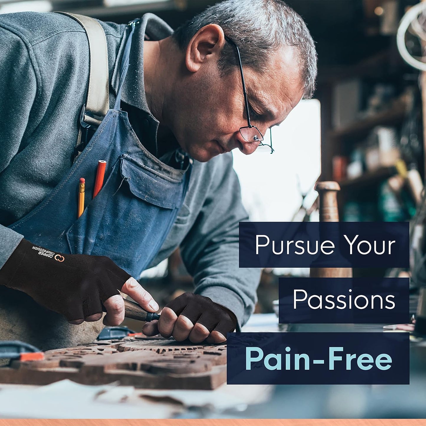 Copper Compression Arthritis Gloves | Fingerless Arthritis Carpal Tunnel Pain Relief for Men & Women | Hand Support Wrist Brace for Neuropathy, Rheumatoid, Tendonitis, Swelling, Crocheting Nude (S)