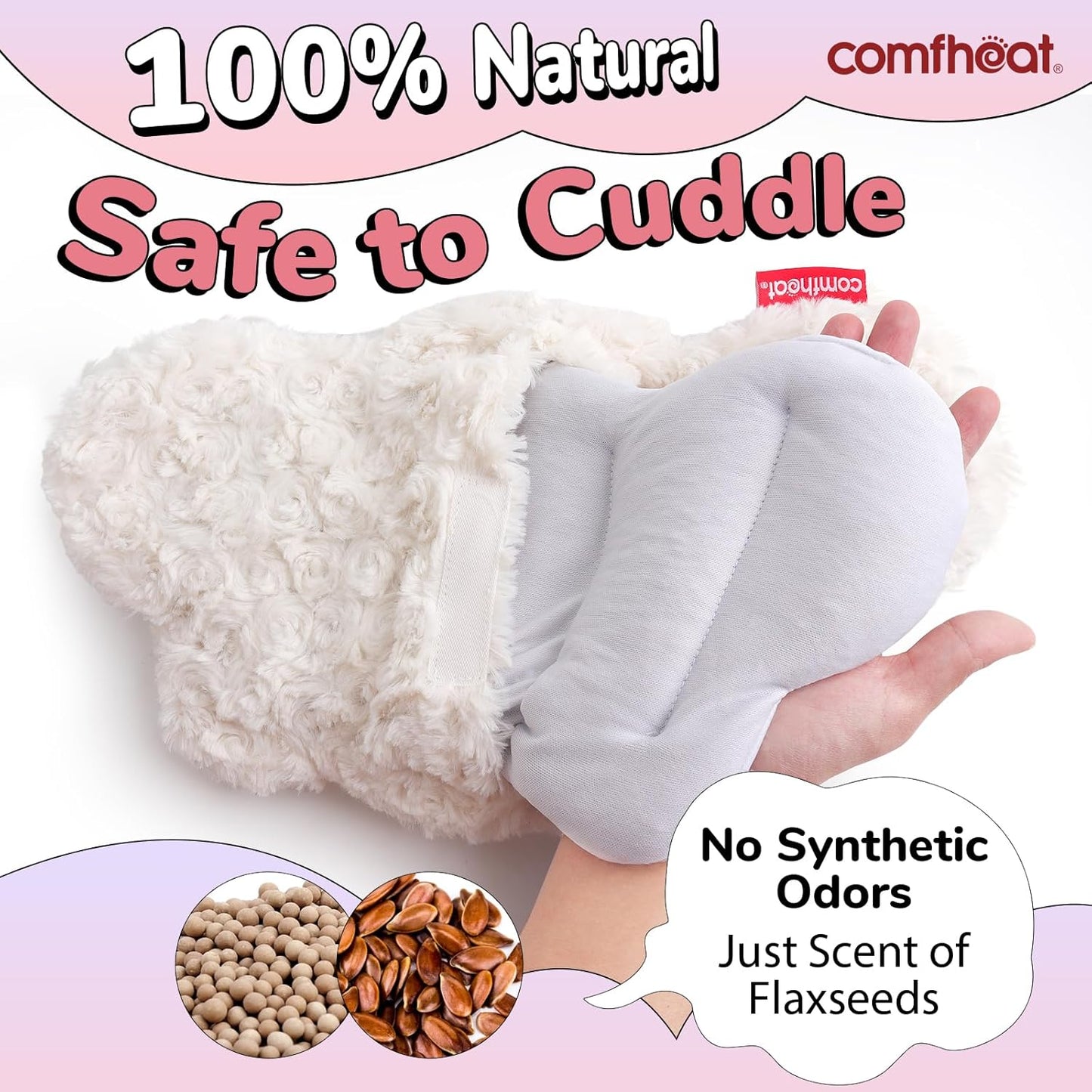 Microwave Unscented Heating Pad for Pain Relief, Moist Heat Pack Hot Compress for Period Cramps, Shoulder, Muscles, Cute Cloud Plush Heating Pad, Gift for Girl Women Kids, with Washable Cover