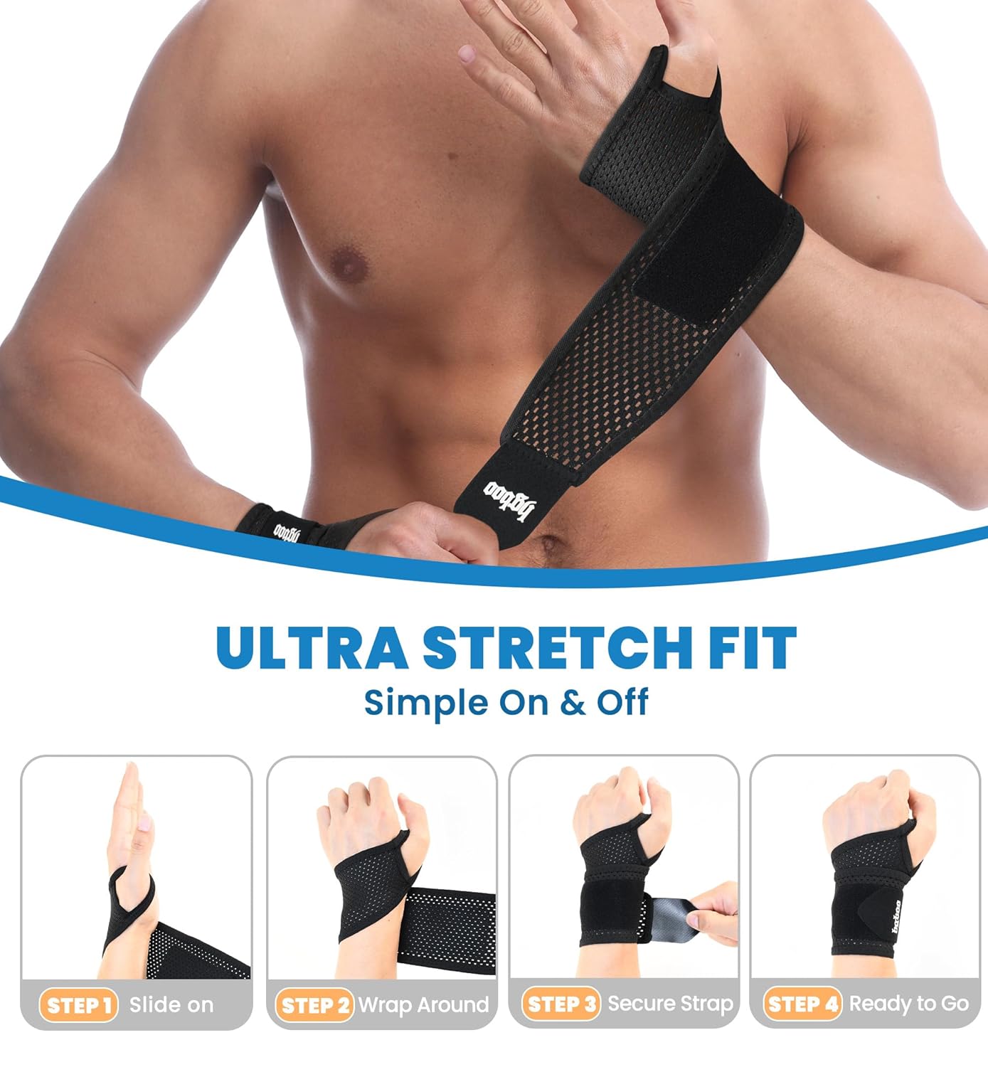 2-Pack Ultra-Thin Wrist Braces, Breathable Comfort Mesh Fabric Support for Pain Relief - Ideal for Carpal Tunnel, Tendonitis, Sports, Fitness and Daily Use - Adjustable Wrist Support (Black)