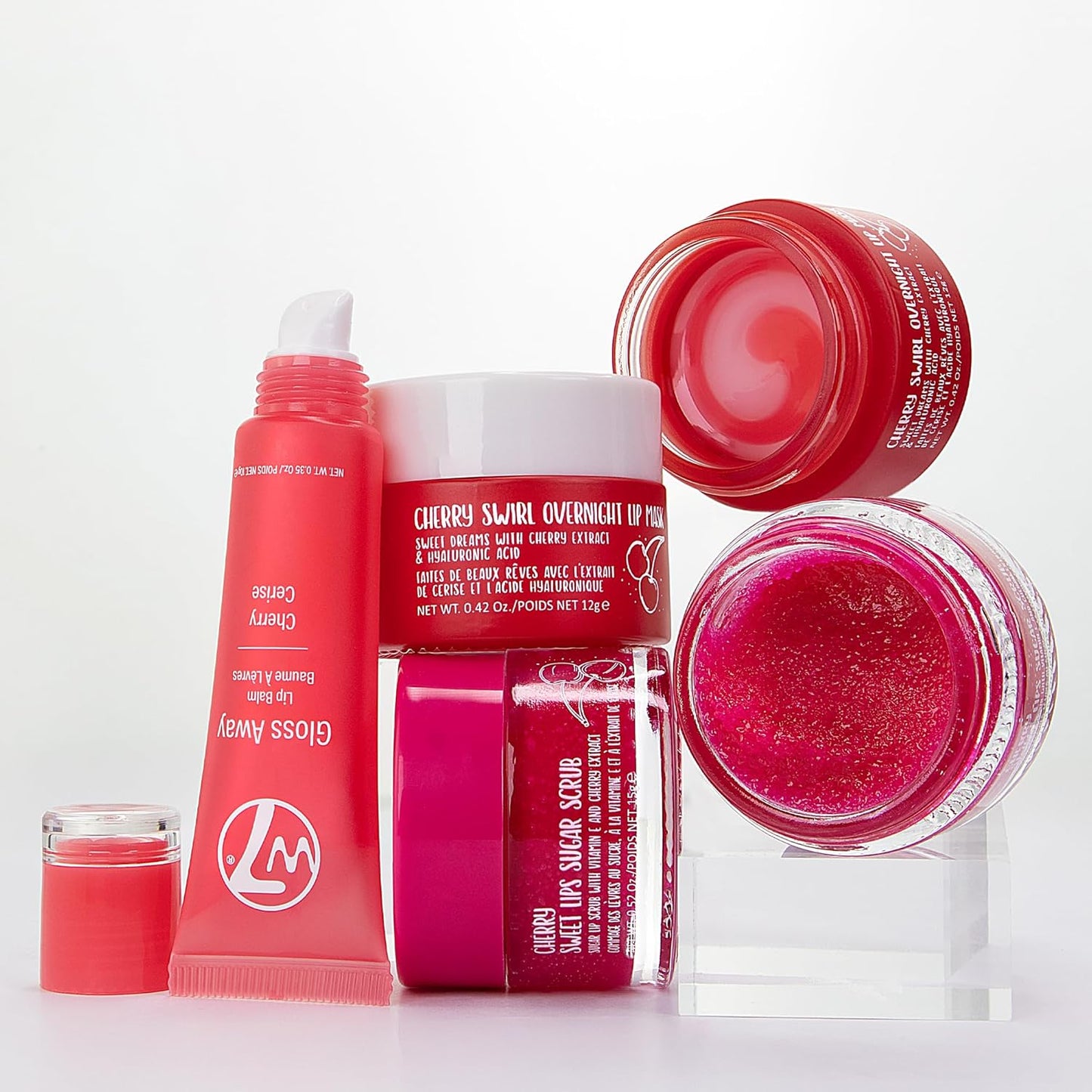 W7 Sweet Dreams Lip Care Trio - 3 Piece Gift Set - Overnight Lip Mask, Lip Balm & Lip Scrub - Cherry