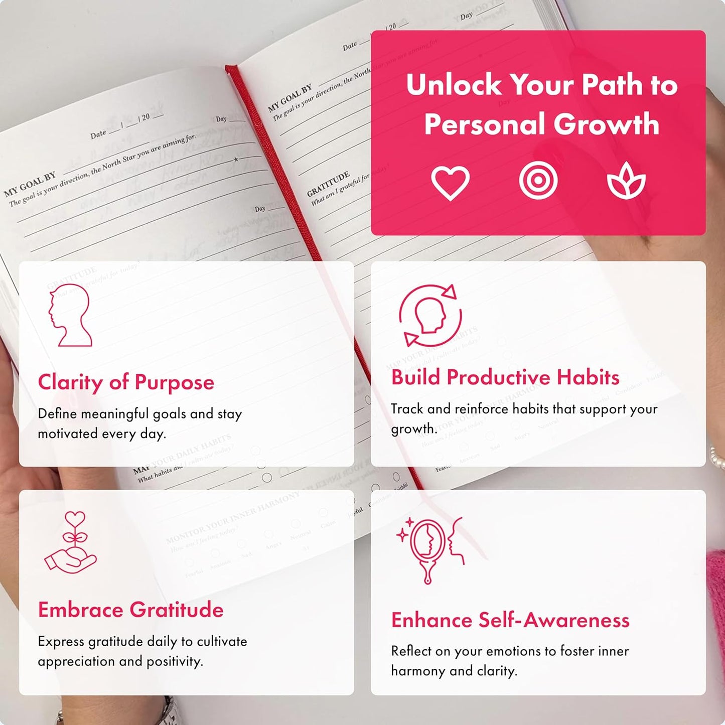 iAmEvolving Journal – Gratitude Journal with Prompts for Goal Setting, Habit Tracking, Mindfulness, Daily Reflection, Affirmations – 2025 Undated Self-Care Notebook for Women & Men (Black)