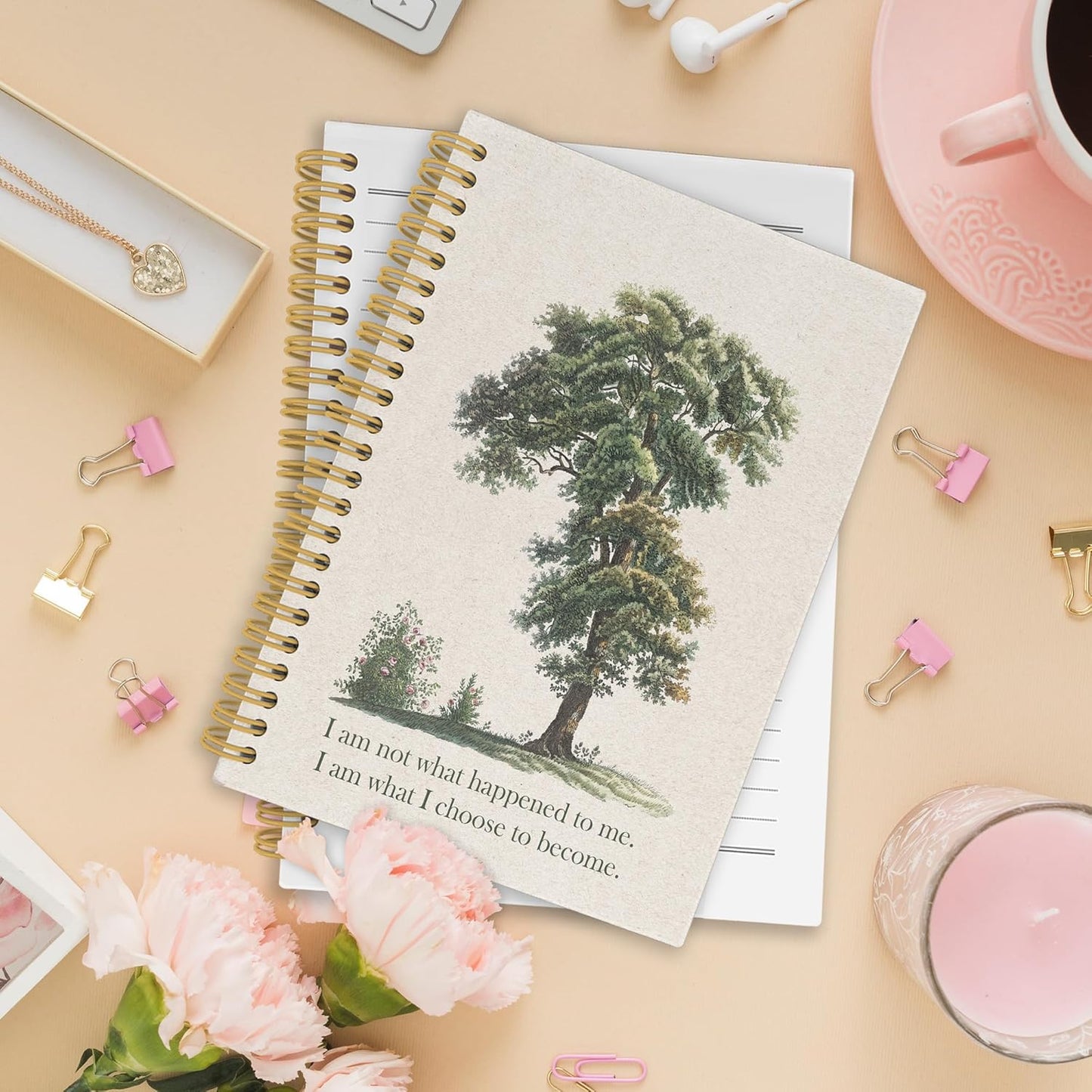 Mental Health Spiral Notebook, Therapy Journaling Notebooks for Note Taking, Vintage Tree Nature Hardcover Journals for Women 160 Pages 5.5x8.3 Inch, Inspirational Gifts for Women