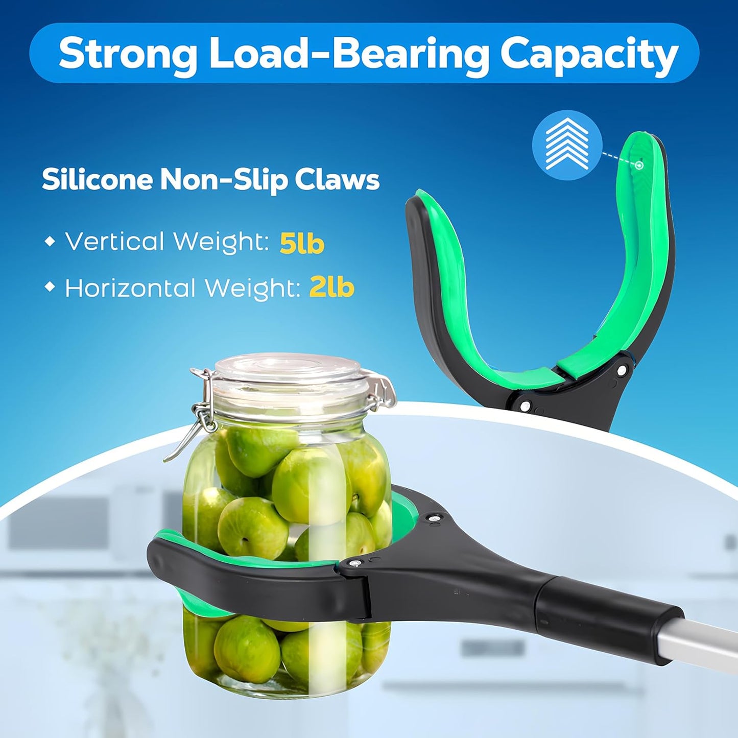 Grabber Reacher Tool - 32” Extra Long Foldable Gripper and Reaching Tool - Heavy Duty Pick Up Stick Grabbers for Seniors, Trash, Surgery Recovery Must Haves Gifts (Green)