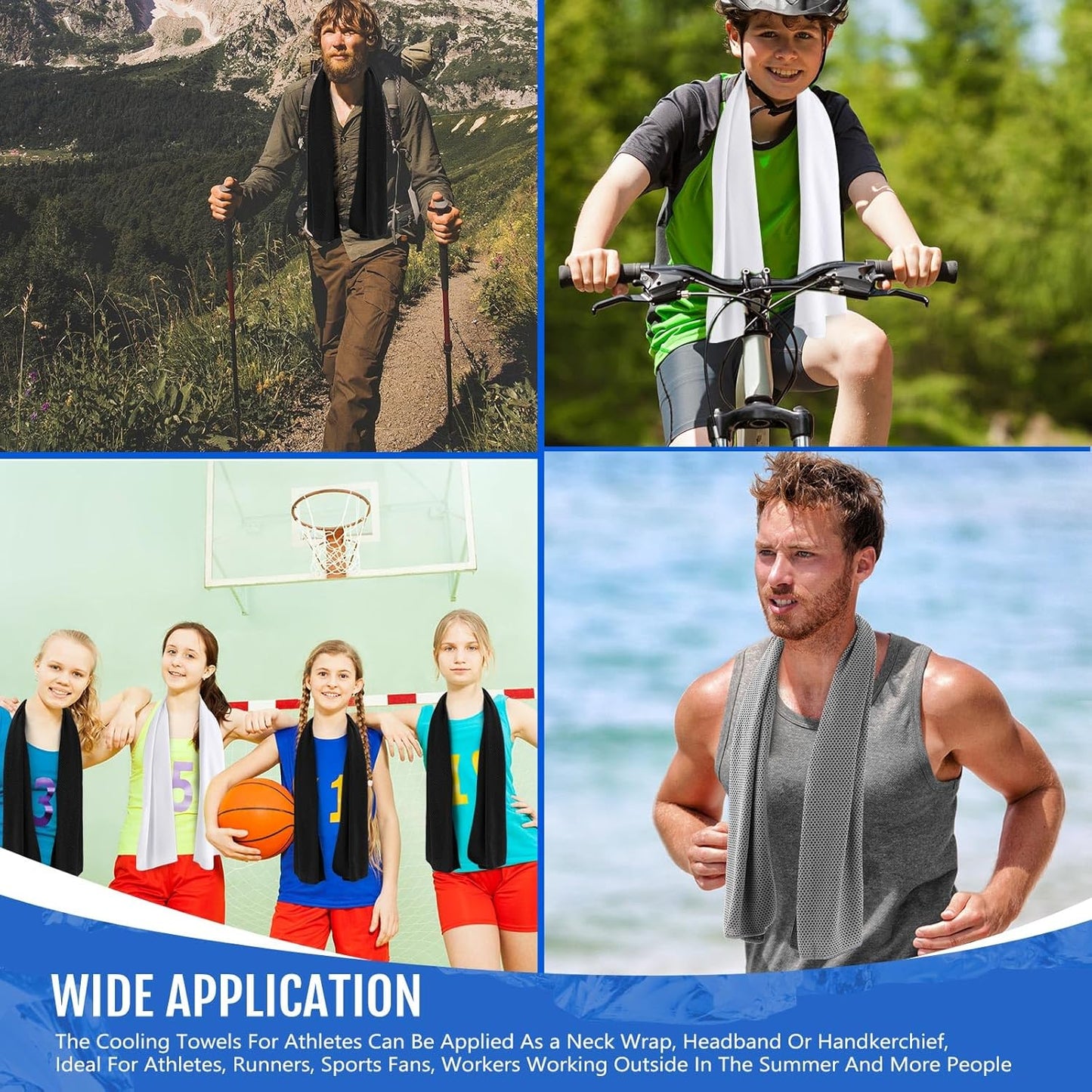 Hosuly 30 Pack Cooling Towels, 40"x12" Ice Breathable Soft Chilly Sweat Rag Microfiber Workout Rags for Gym Cooling Towels for Neck and Face for Yoga Golf Sport Running