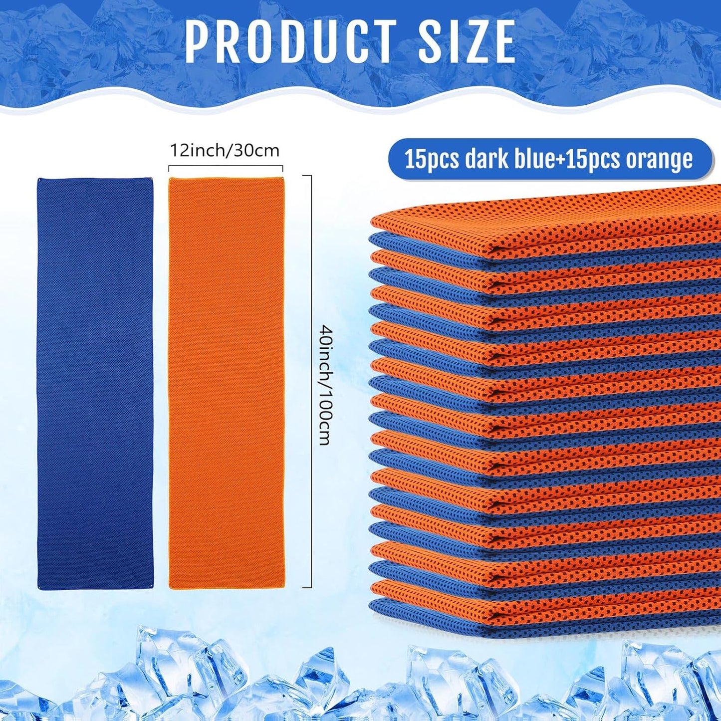 Hosuly 30 Pack Cooling Towels, 40"x12" Ice Breathable Soft Chilly Sweat Rag Microfiber Workout Rags for Gym Cooling Towels for Neck and Face for Yoga Golf Sport Running