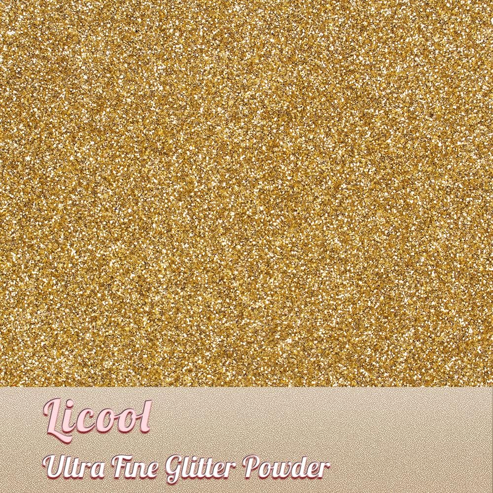 Holographic Fine Glitter, 100g/3.5oz Extra Fine Glitters Powder Packs for Resin, Craft Glitter for Tumblers Candle Slime Making, Festival Body Face Eyeshadow Nail Glitter (Light Gold 1)