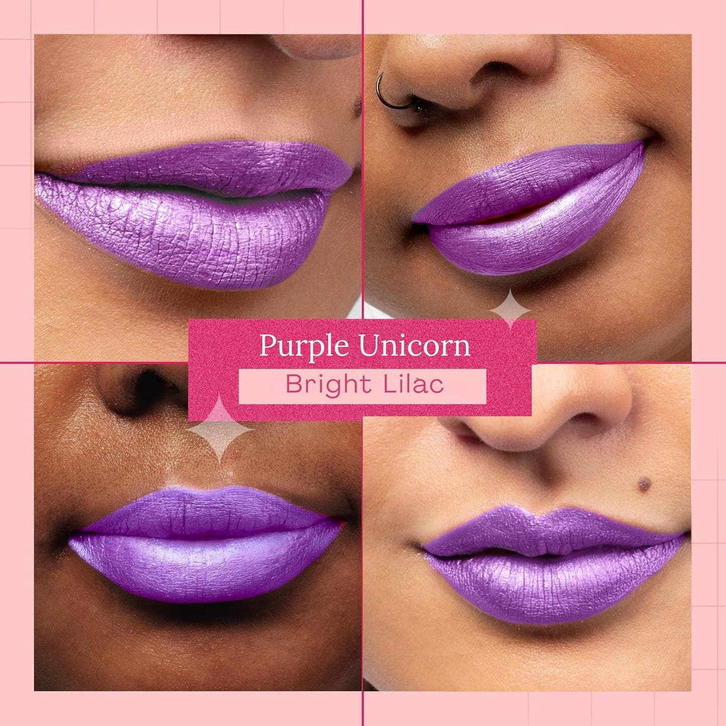 Aromi Metallic Liquid Lipstick for Women | Bright Purple Lilac Lip Color with Shimmery Finish, Vegan, Long-Lasting (Purple Unicorn)