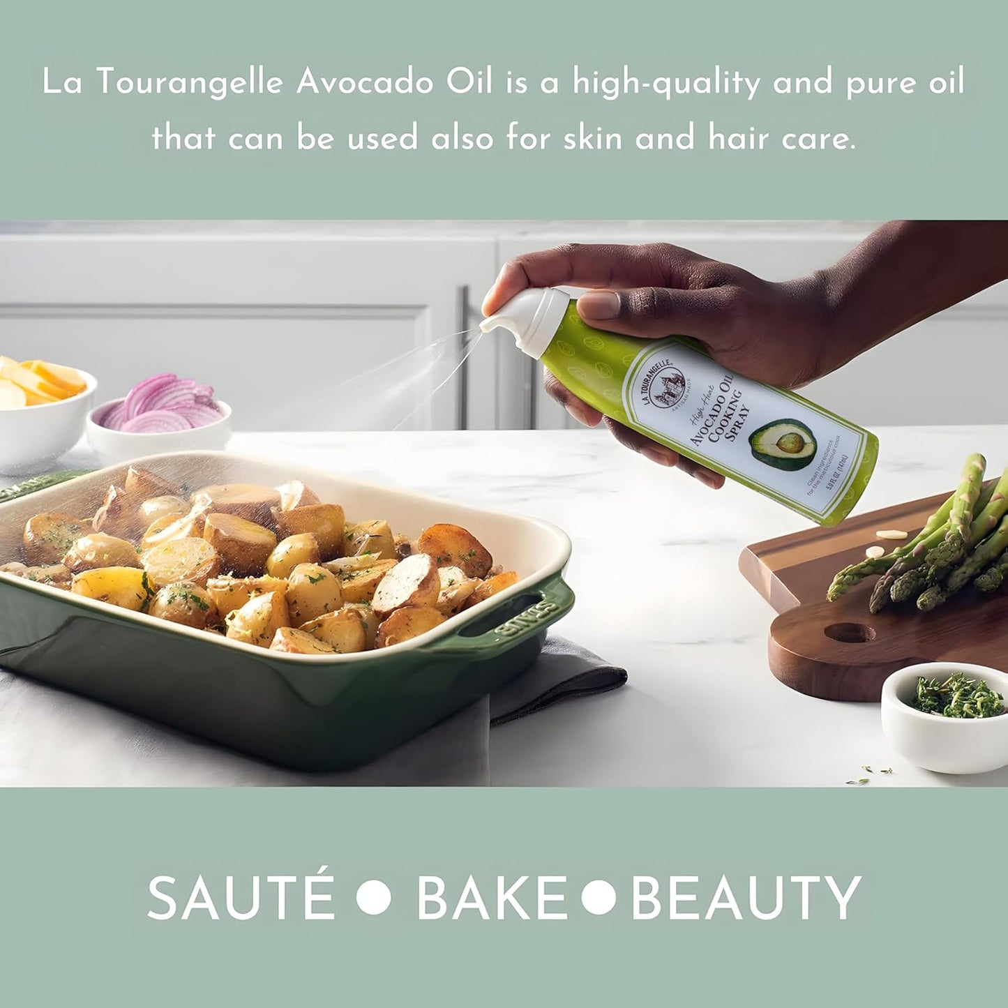 La Tourangelle, Avocado Oil Spray, Handcrafted from Premium Avocados, High Smoke Point Refined Oil Great for High Heat Cooking, Frying, Spray Cooking and Grilling, 5 Fl Oz