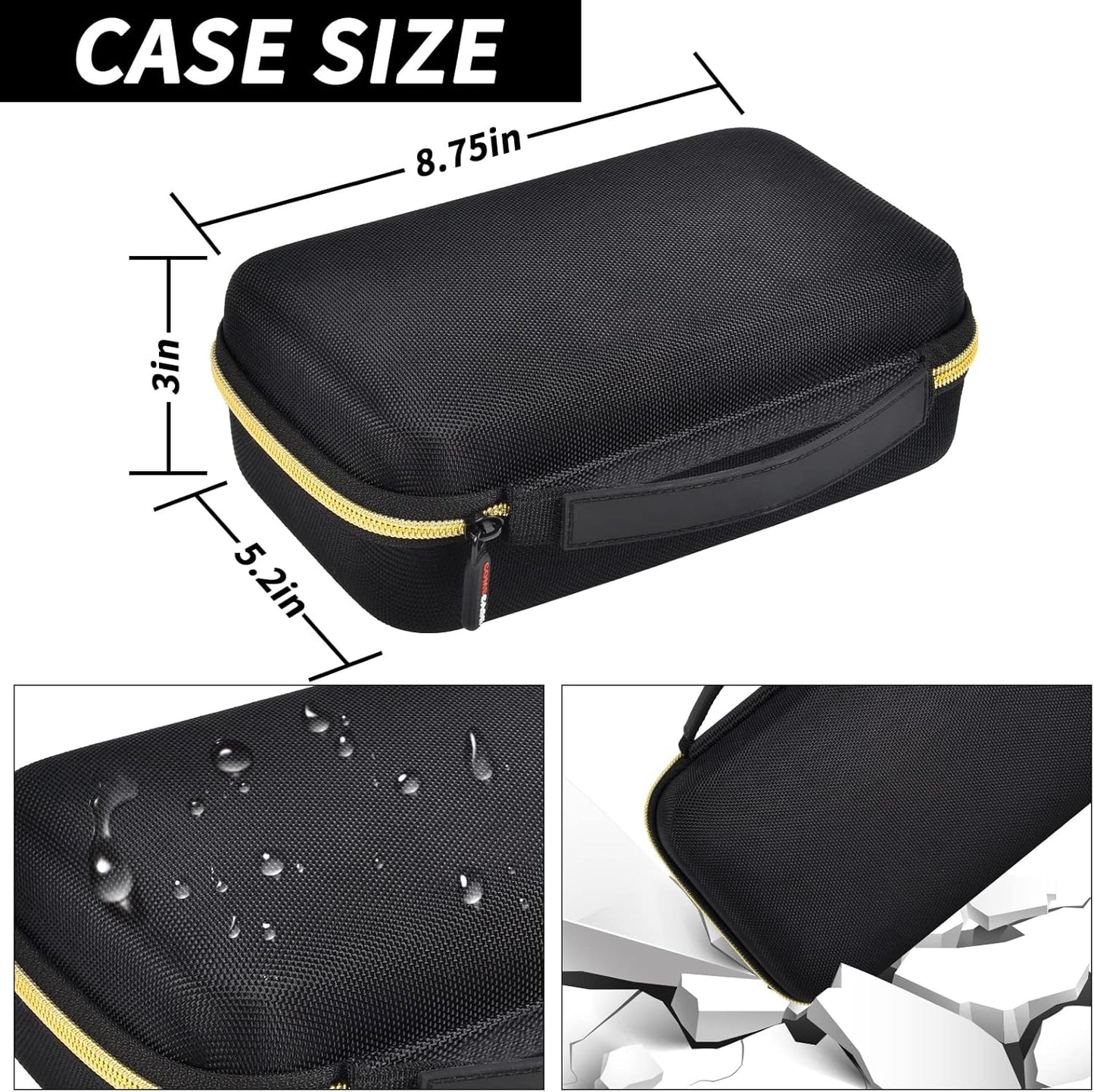Case Compatible with Hair Clipper Barber, Trimmer Travel Storage Organizer for T Finisher Liner, Comb Cutting Guide, Clipper Blade Oil, Cleaning Brush and Other Grooming Kit - Black Case+Gold Zipper