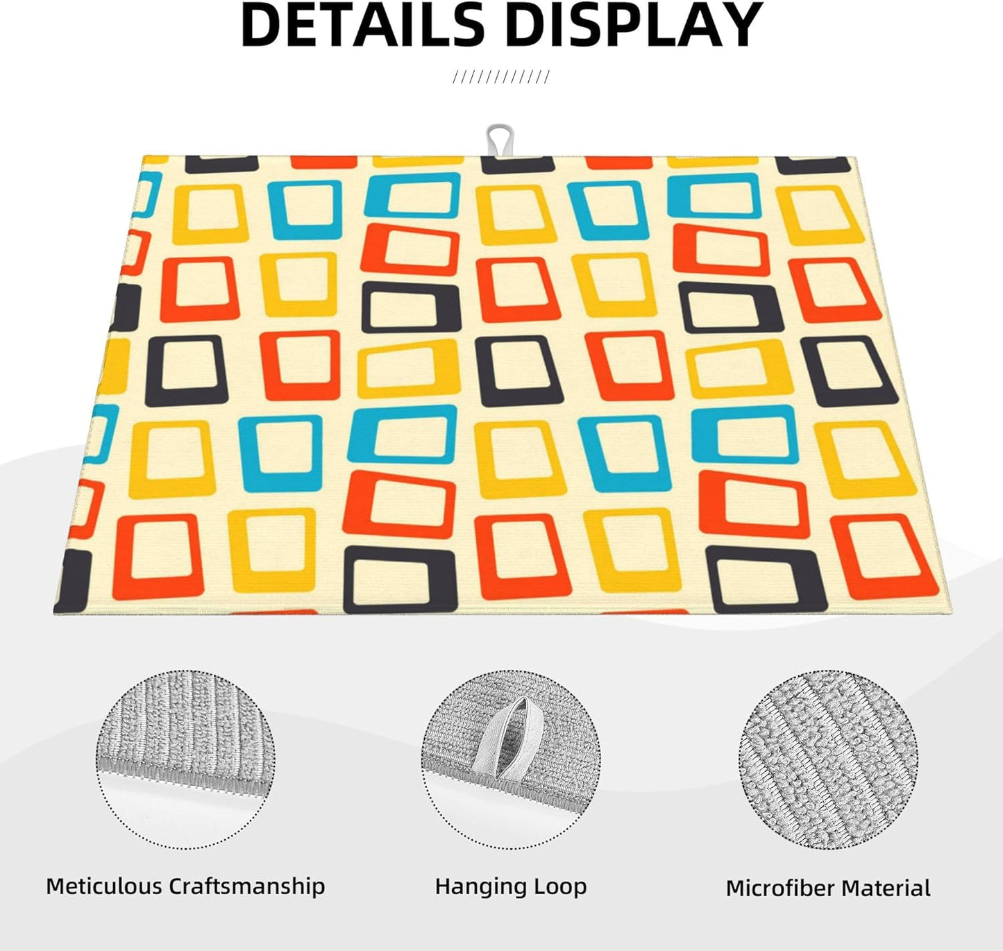 Mid Century Modern Dish Drying Mat for Kitchen Counter Decorative Drying Pad 18x24 Inch Absorbent Reversible Retro Dish Drainer Rack Mats