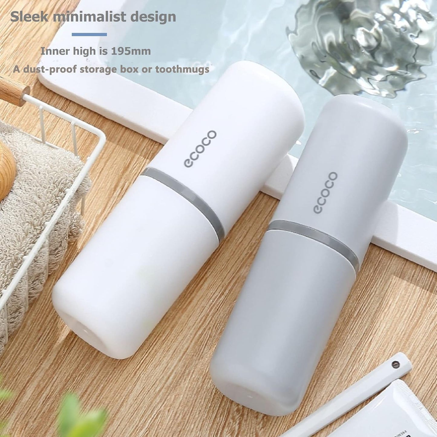 2PCS Toothbrush Travel Case,Multi-Function Portable Toothbrush Cove,Dustproof Toothbrush Holder,Suitable for Business Camping Travel or Daily Use(White + Gray)