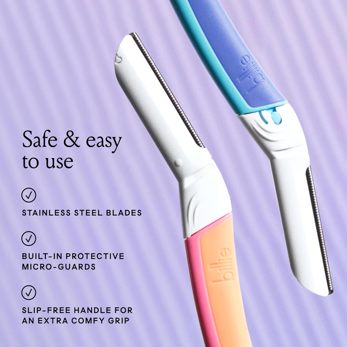 Billie - Dermaplane Starter Kit - Reusable Handle + 3 Refill Blades - Remove Facial Hair + Perfectly Shape Brows - Dermatologist-Approved - WaterPark