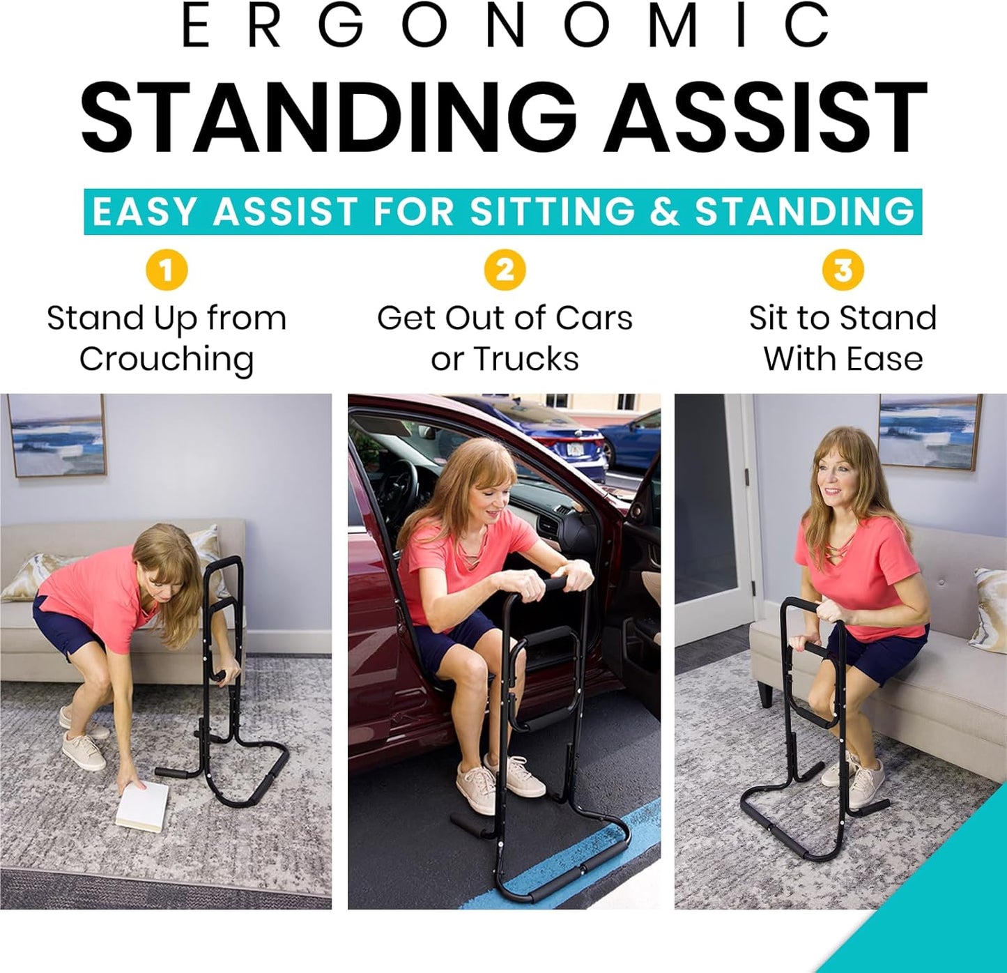 Vive Chair Stand Assist for Elderly - Portable Standing Up Assistance for Seniors - Self Lift Aid Disabled & Handicap Fall Prevention - Side Walker Aid - Help You Get Up from Couch, Bed, & Floor
