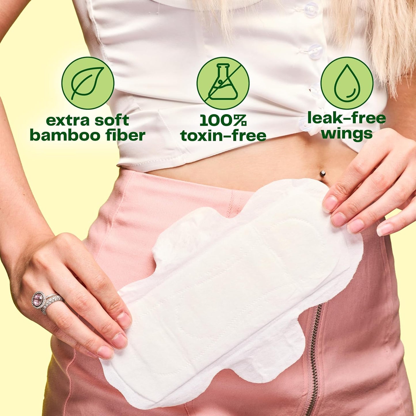 Viv for Your V Bamboo Organic Day & Overnight Pads for Women | (6) Regular (6) Super Sanitary Pads with Wings | Soft, Unscented | Regular & Super Absorbency Bundle