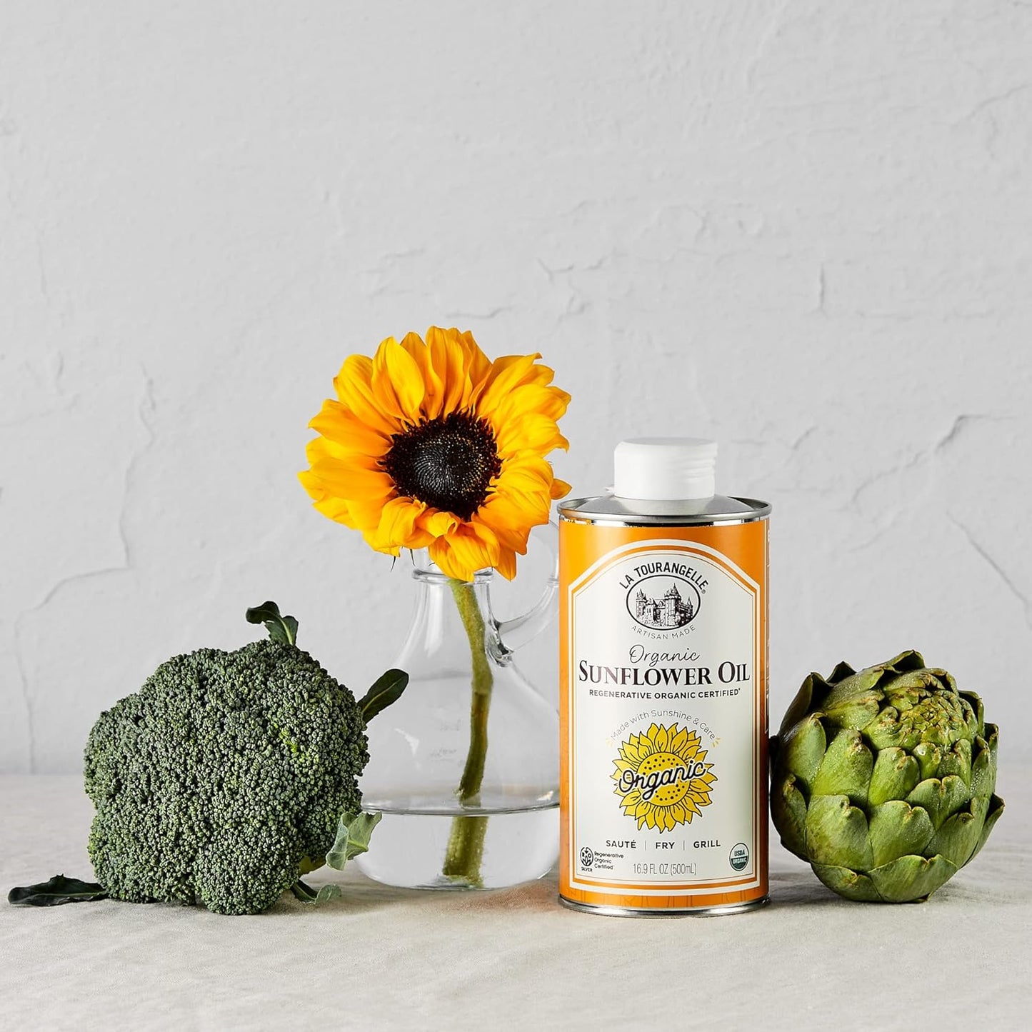 La Tourangelle, Organic Regenerative Sunflower Oil, High Heat Cooking and Skin Care Oil, Sustainable, Non-GMO, 16.9 fl oz