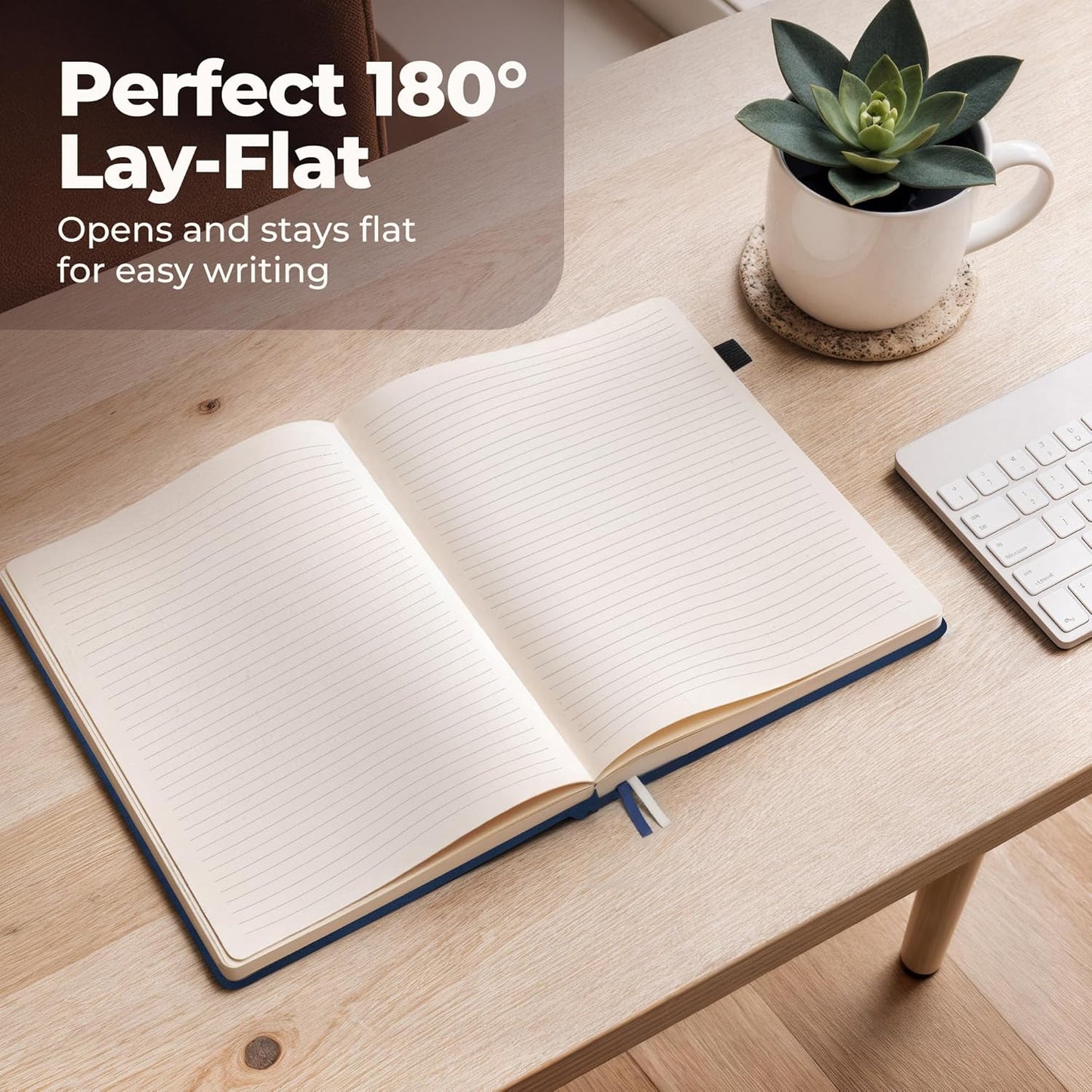 Classic Lined Journal Notebook 8.5x11" A4 Hardcover Leather - Blue - 200 Pages College Ruled Large with Sticky Tabs, Pockets, and Pen Loop for Writing and Journaling - Big Hardback Men and Women