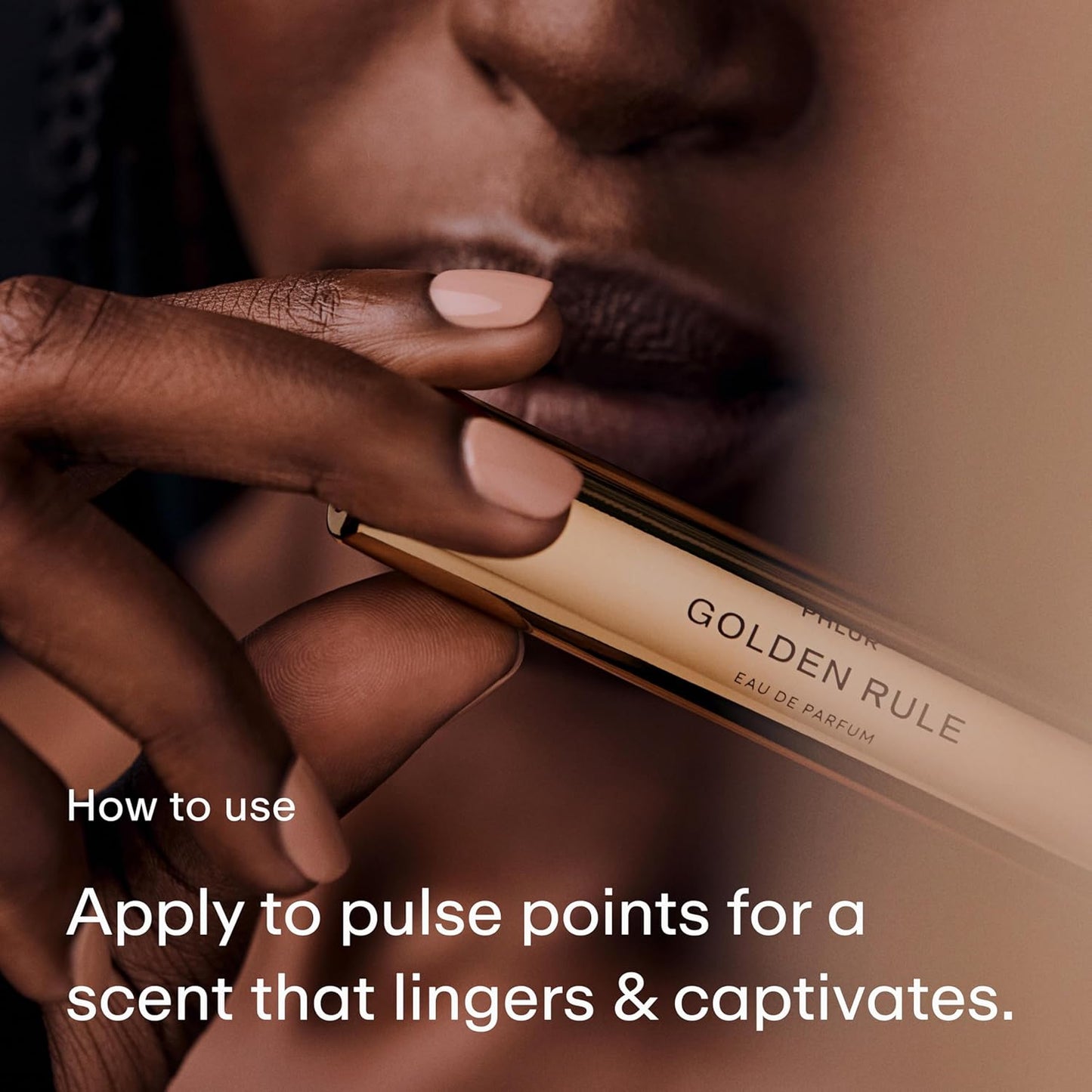 PHLUR Golden Rule Eau de Parfum - Travel Size Perfume Fragrance - Fruity Floral Perfume with Mandarin, Pink Pepper, Pear, Jasmine, Coconut Milk, Sandalwood & Vanilla Cream (9.5mL)