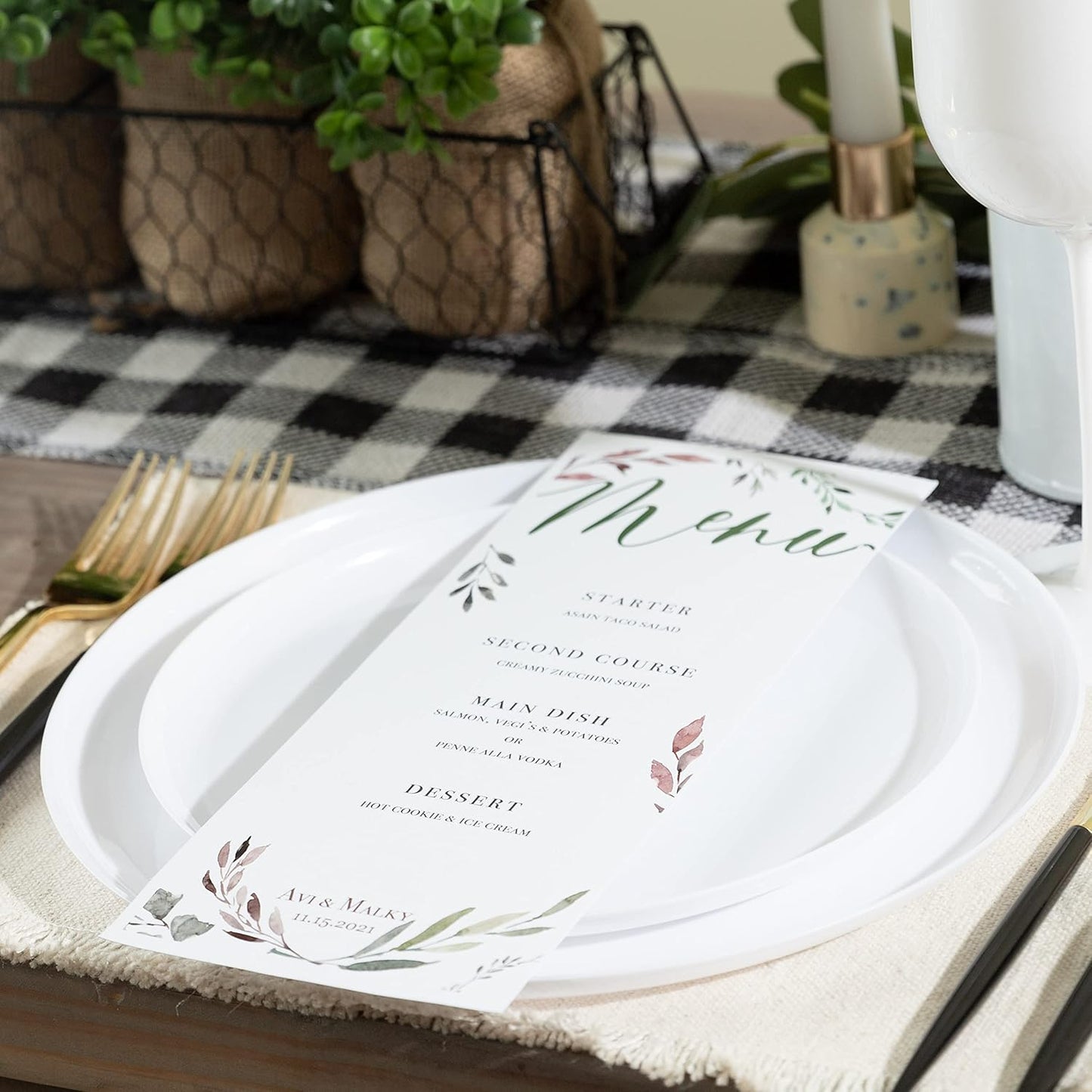PLASTICPRO [30 Pack 6.3''] White Plastic Party Plates Edge Collection Premium heavyweight Elegant Disposable Tableware Dishes