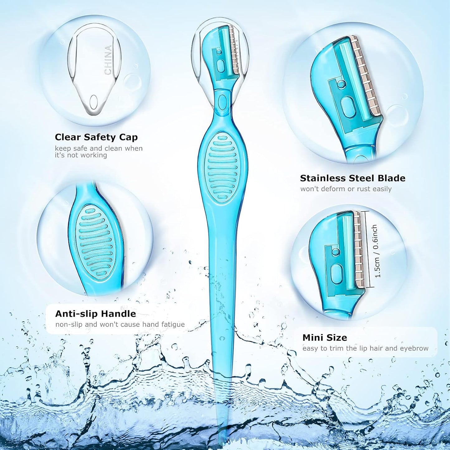 Honoson 16 Pcs Eyebrow Razor for Women Small Face Razors Shaver Trimmer Facial Hair Removal Eyebrow Shaper with Stainless Steel Blade Safety Cover for Peach Fuzz Lip Dermaplaning Tool, 4 Colors