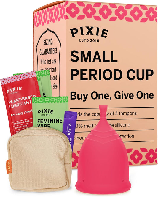 The Pixie Cup - Soft, Safe, Reusable Menstrual Cup – 100% Medical-Grade Silicone Period Cup - Buy One We Give One (Small)