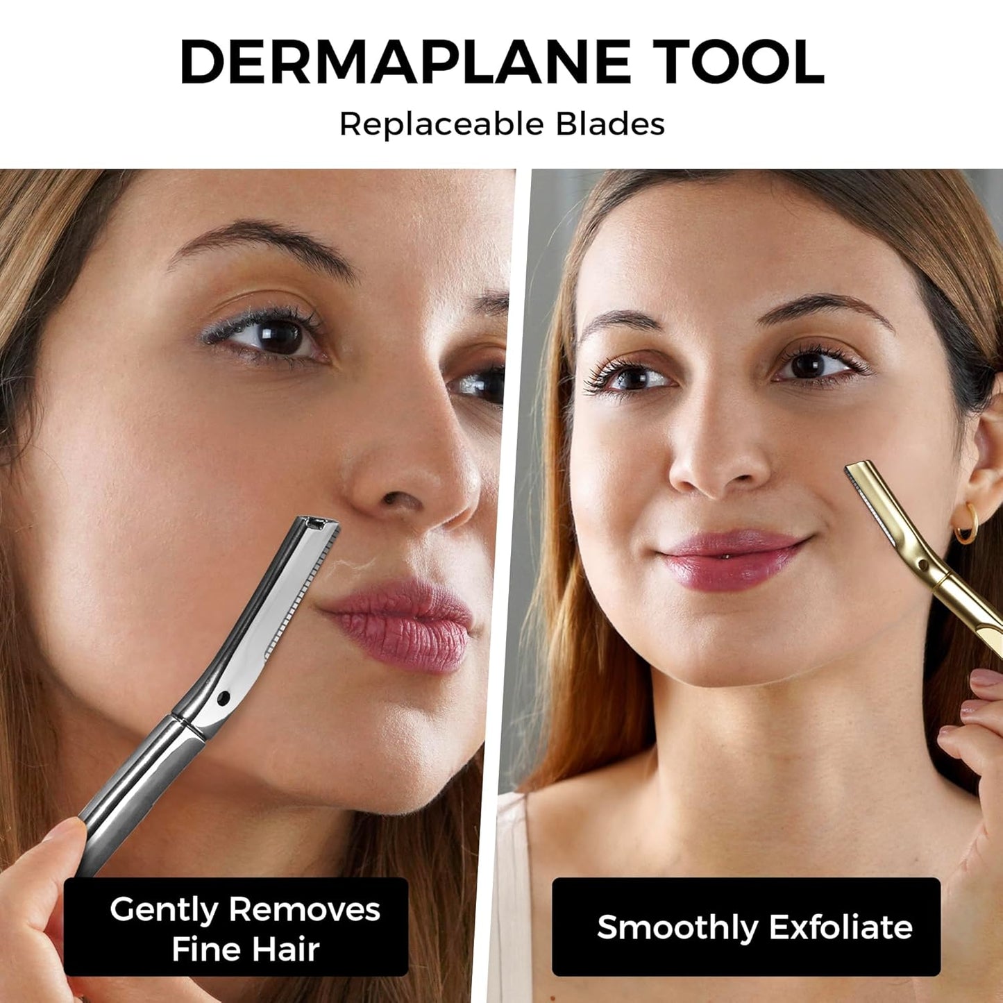 ZOMCHI Dermaplaning Razor Refills, Set of 10 Replacement Blades, Wide Distance, Metal, Plastic Free, Eyebrow Razor Blades