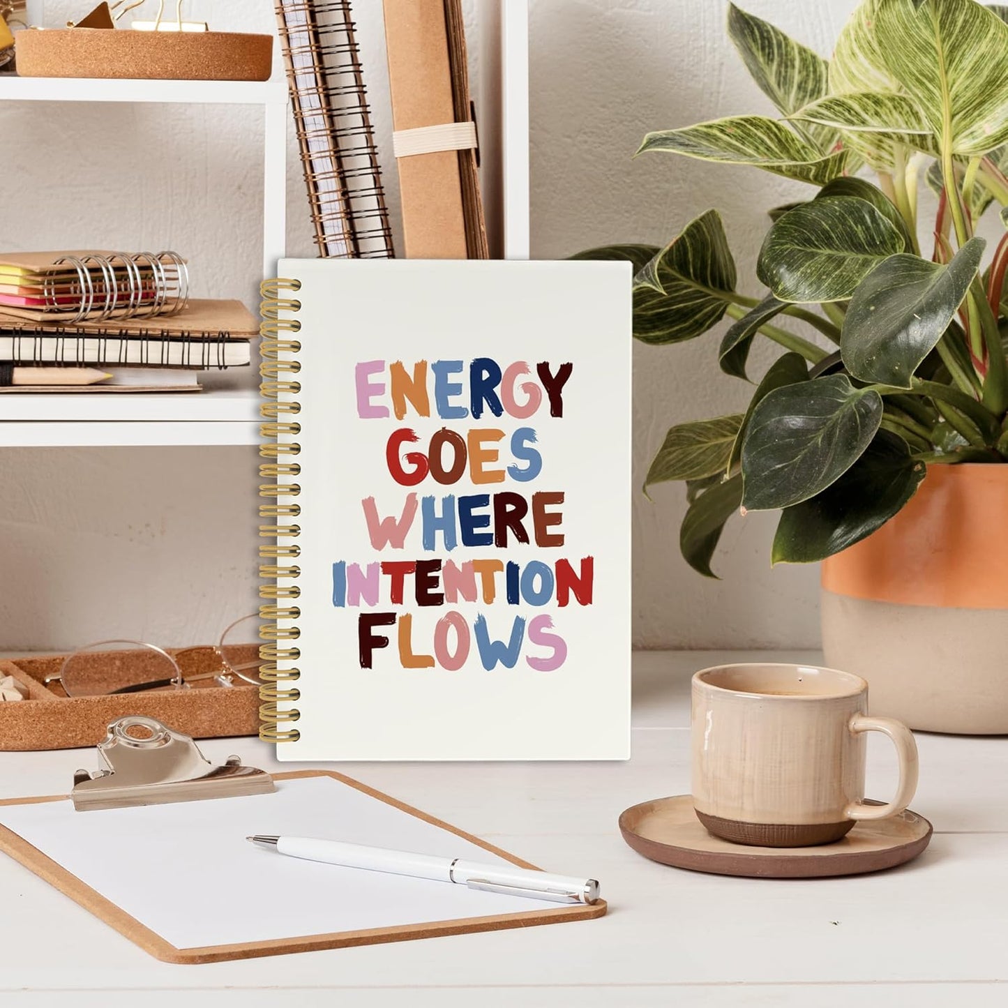 Inspirational Notebook, Trendy Colorful Aesthetic Positive Positivity Office School Supplies Journal Notebooks, Inspirational Gifts for Women, Motivational Hardcover Spiral Notebook 5.5x8.3 Inch