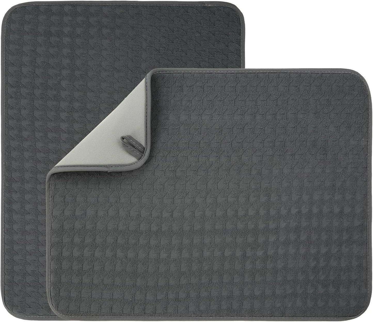 2 Pack Microfiber Dish Drying Mat for Kitchen Counter,Ultra Absorbent Dish Drainer Mat ,Dish Drying Pad , Dish Rack Mat 20×15 Inch (Dark Gray)