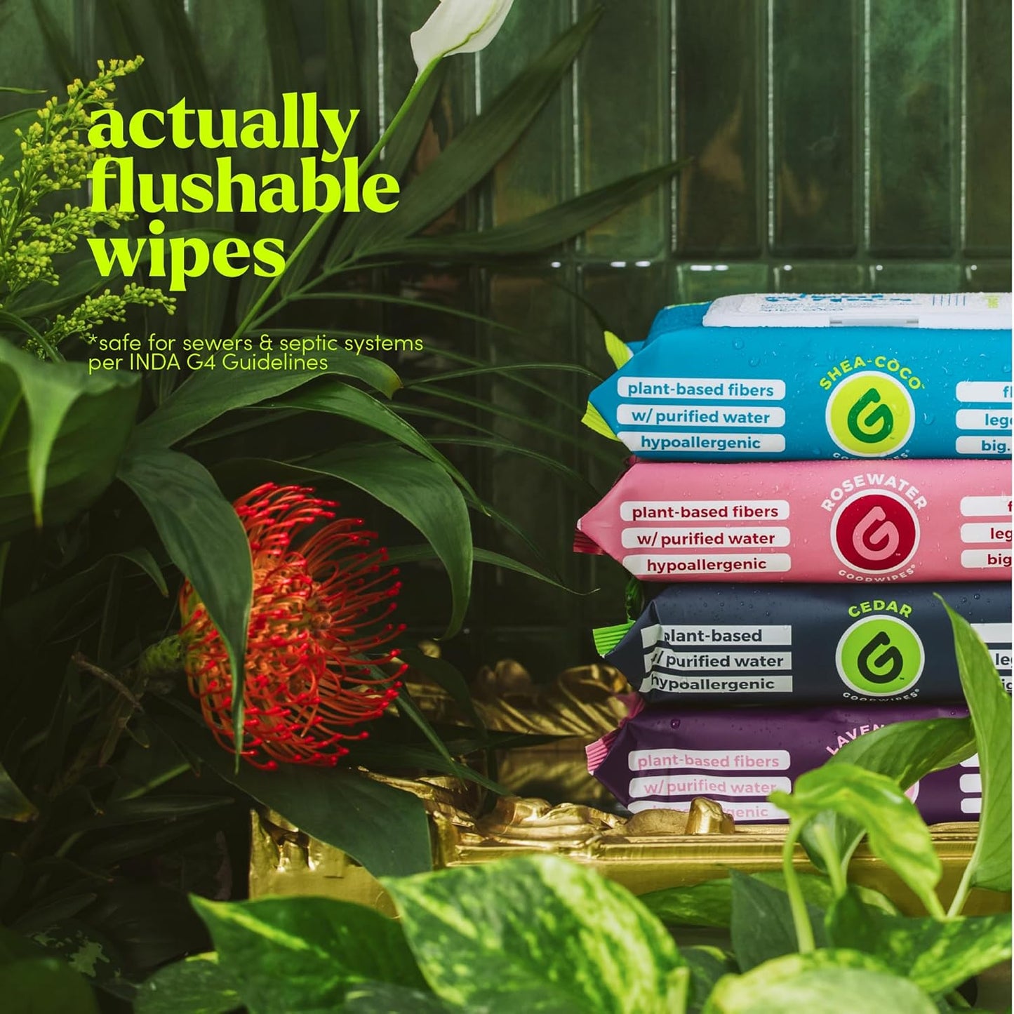 goodwipes Flushable Butt Wipes - Extra Large Adult Wet Wipes For Women & Men - Bathroom Essentials - Sewer & Septic Safe - Variety Pack, 200 Count (4 Packs)